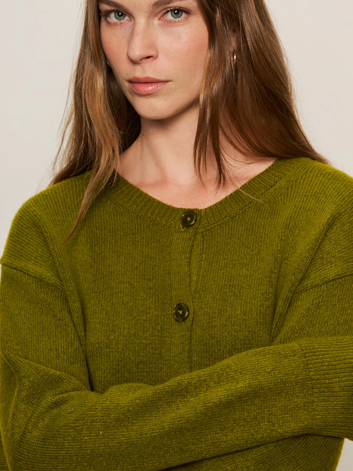 Must-Have Cardi Martini Olive Boat Neck Outdoor Sports