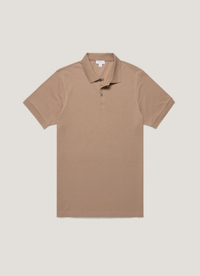Minimalistic T-shirt style Men's Piqu?? Polo Shirt in Dune