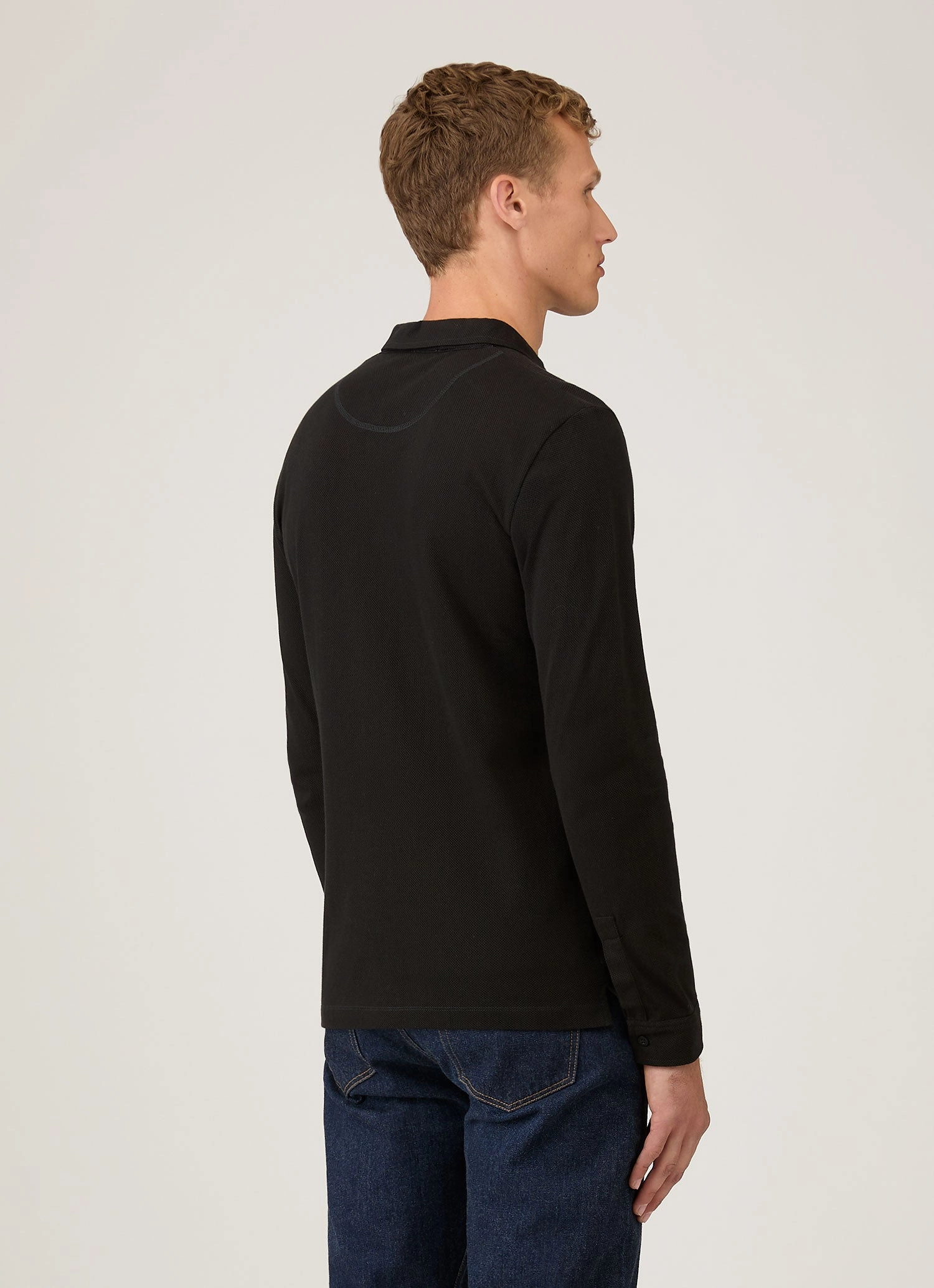Must-Have Piece Men's Riviera Long Sleeve Polo Shirt in Black