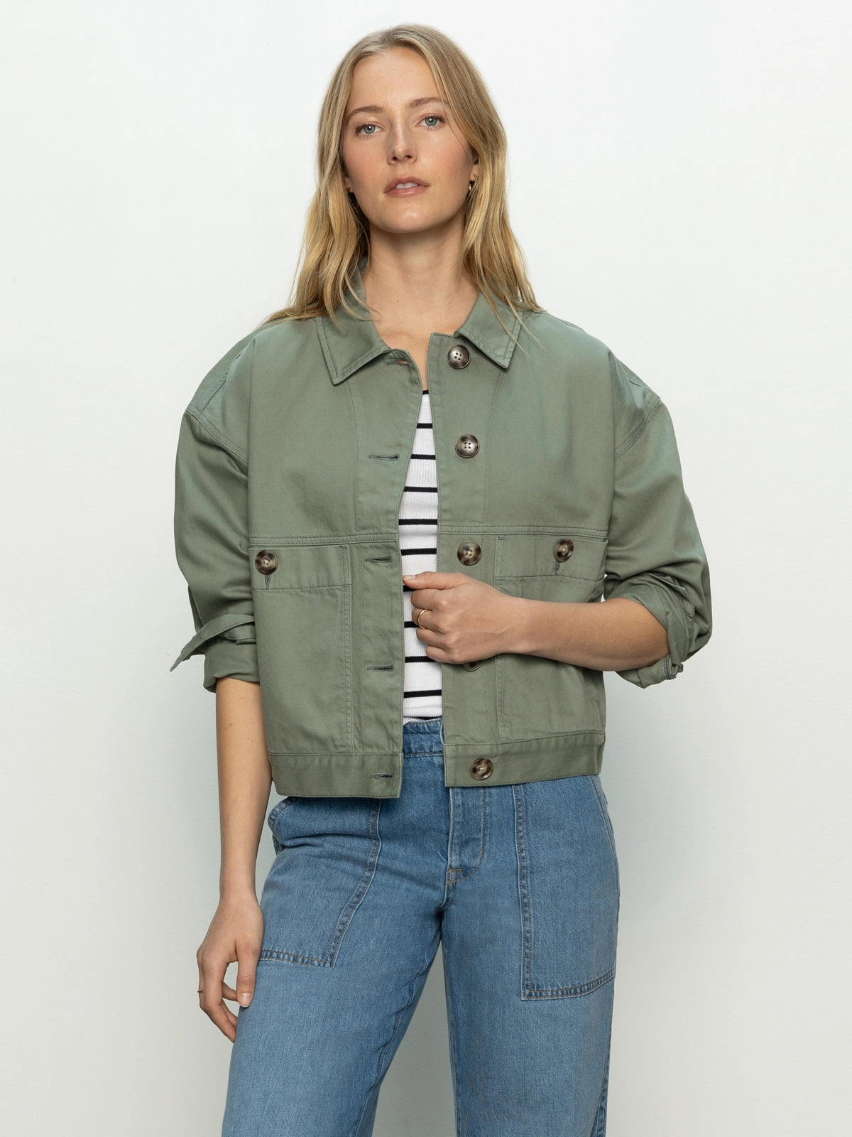 Coastal Denim Shacket Dark Spruce Long Wear Modern Wear