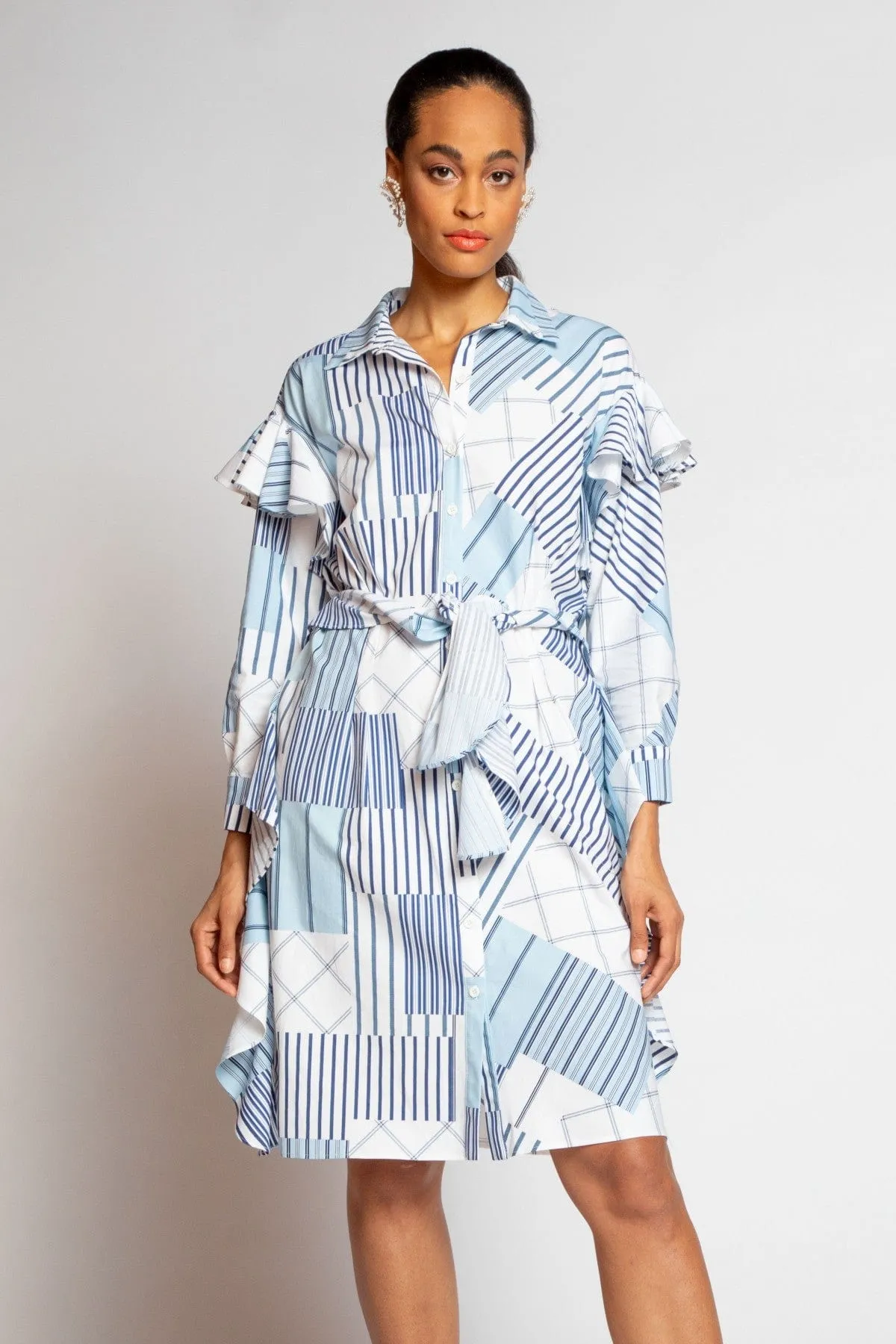 Nelinha Dress - Regatta Stripe Cold shoulder