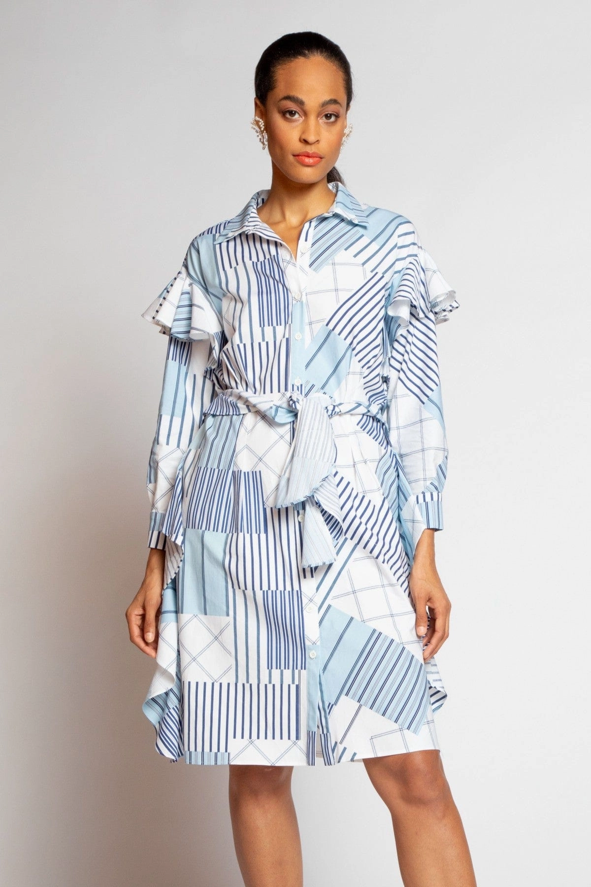 Nelinha Dress - Regatta Stripe Shoulder Snap