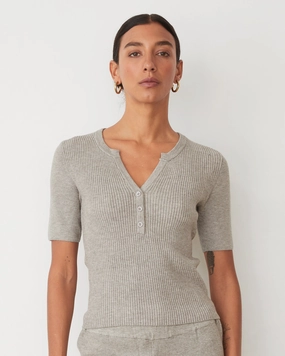 Softknit Rib Waffle Henley Effortless Chic