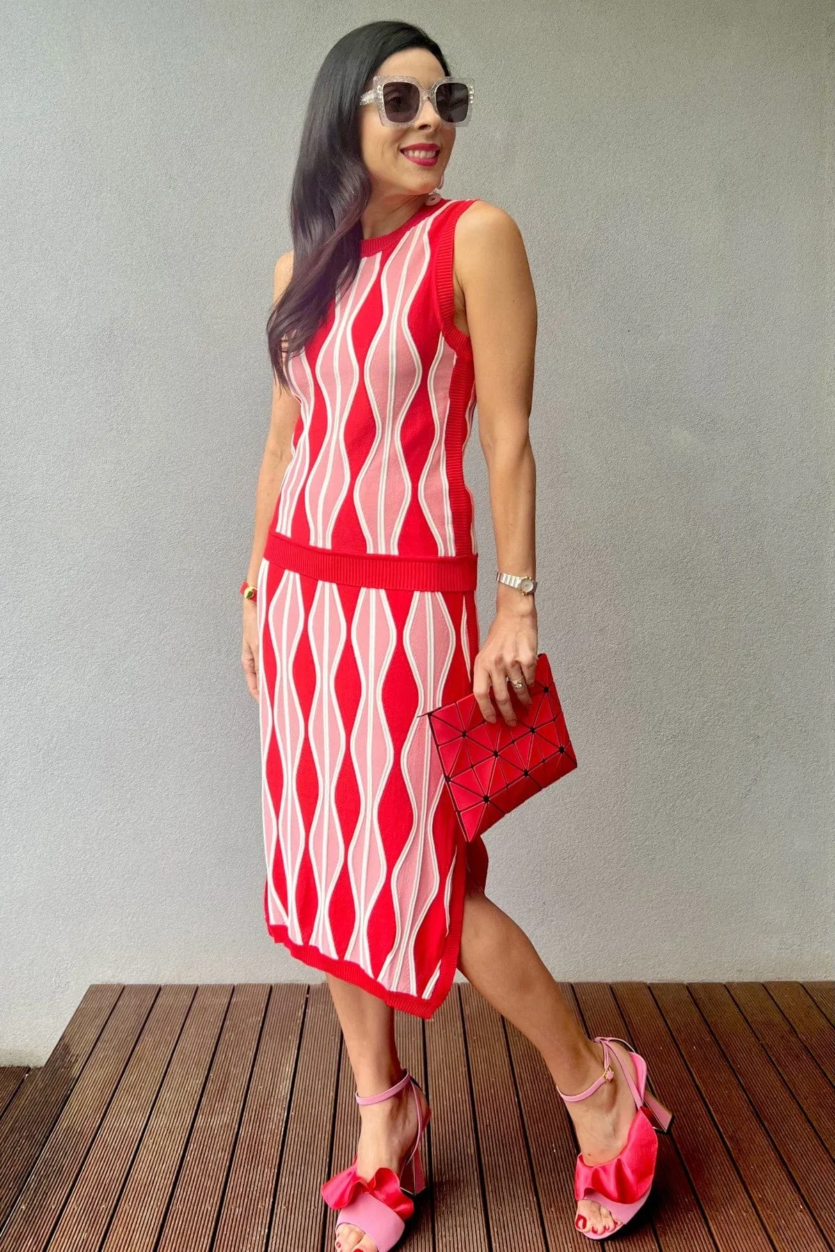 Layered Hem Sustainable Niska Skirt - Harlequin Pink