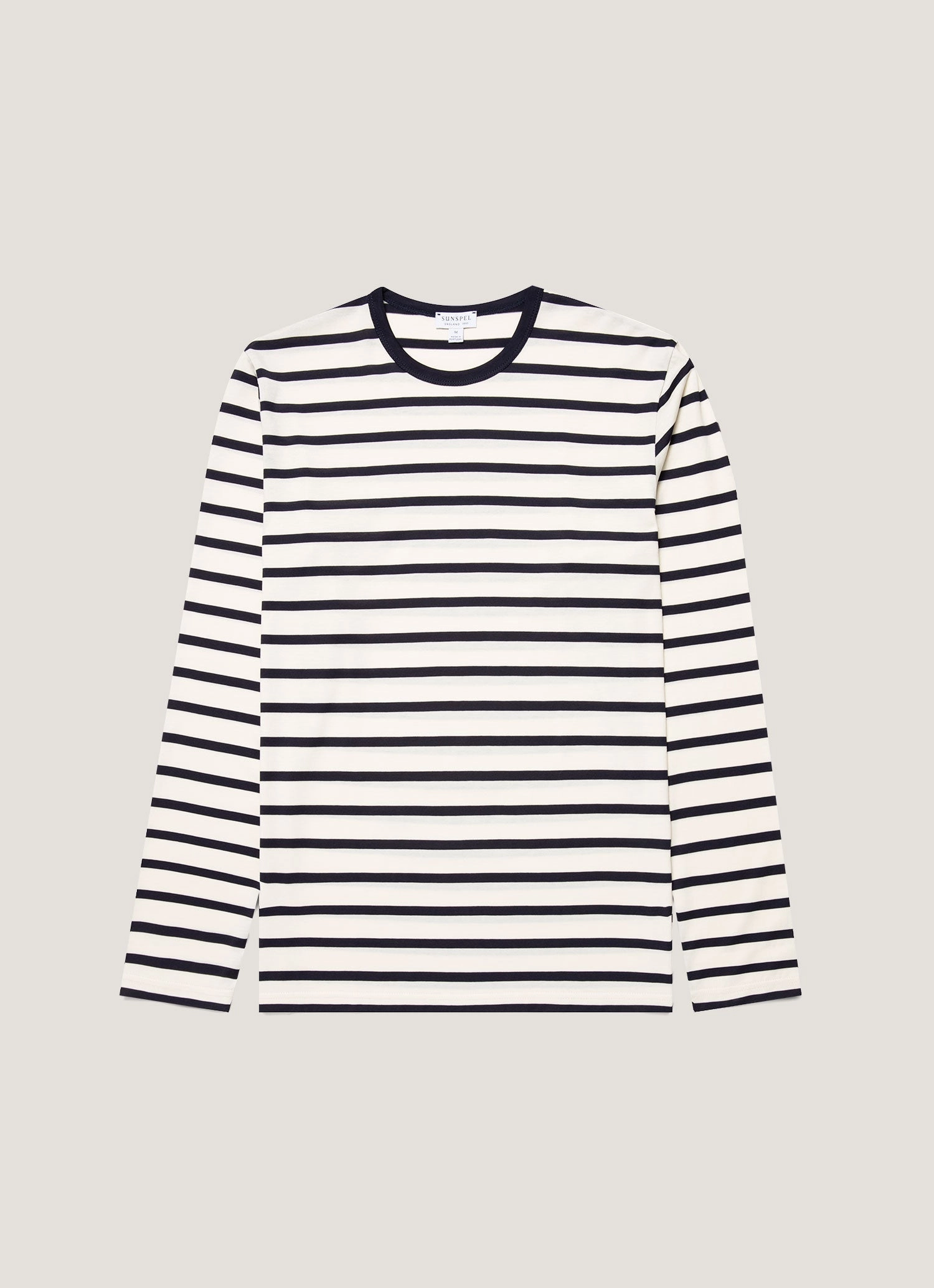 Relaxed-fit top Men's Long Sleeve Classic T-shirt in Ecru/Navy Breton Stripe
