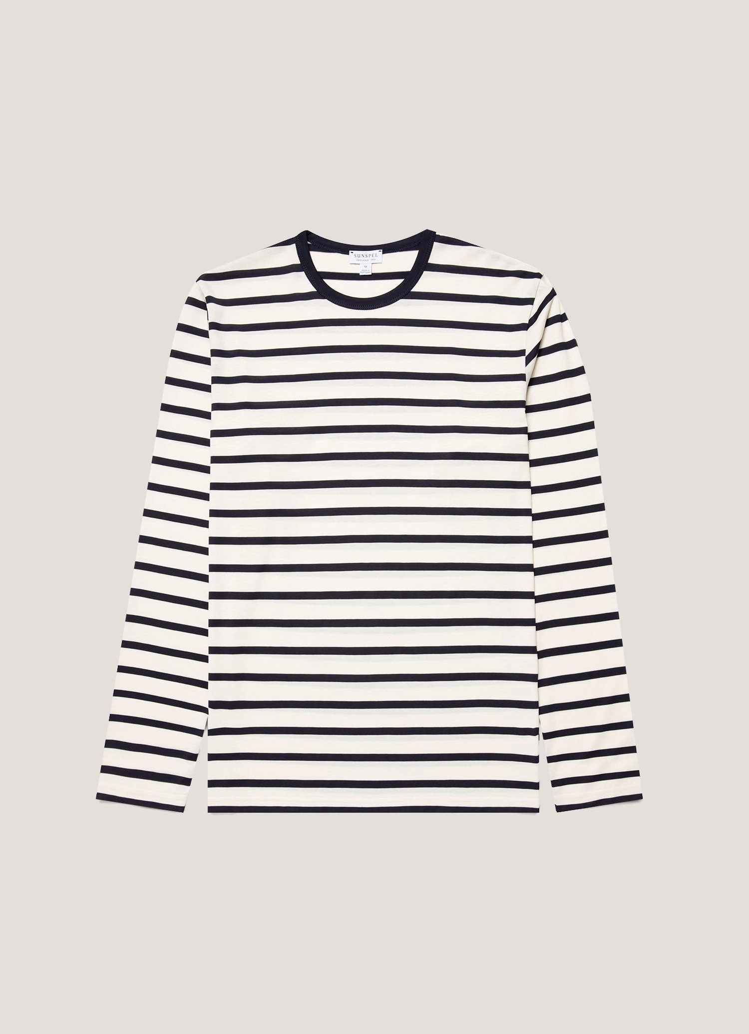 Men's Long Sleeve Classic T-shirt in Ecru/Navy Breton Stripe Fresh Outfit Wear Stylish Energy