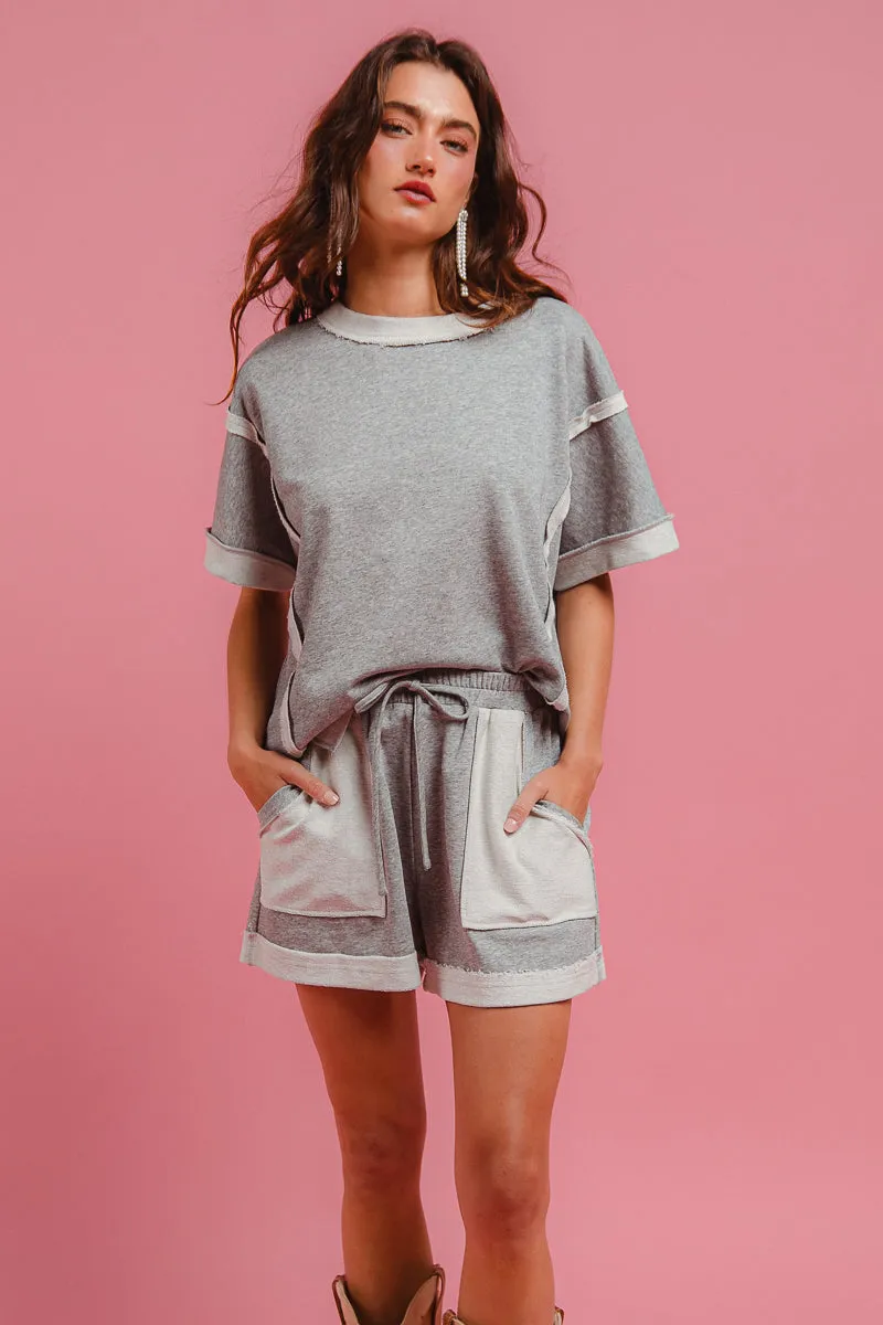 Modern Waist IB1695R-01 | FRENCH TERRY KNIT SHORT PANTS WITH SIDE POCKET