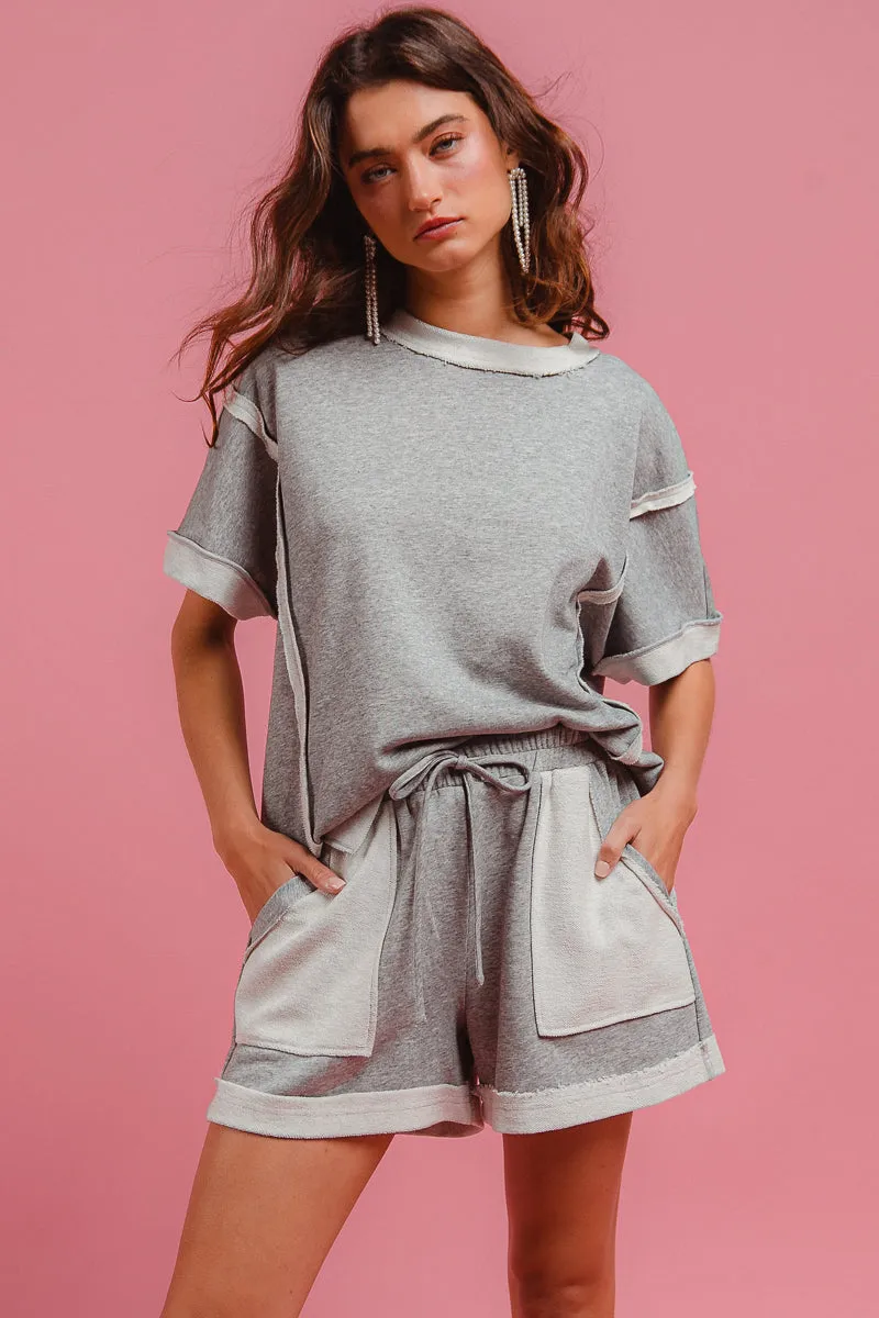 IB1695R-01 | FRENCH TERRY KNIT SHORT PANTS WITH SIDE POCKET Everyday Style All-Day Wear