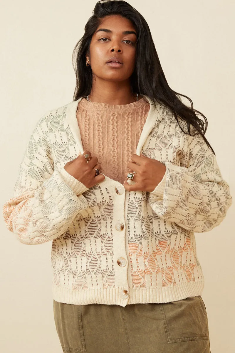 Neutral palette Modern City Outfit Ombre Checkered Cropped Button Cardigan