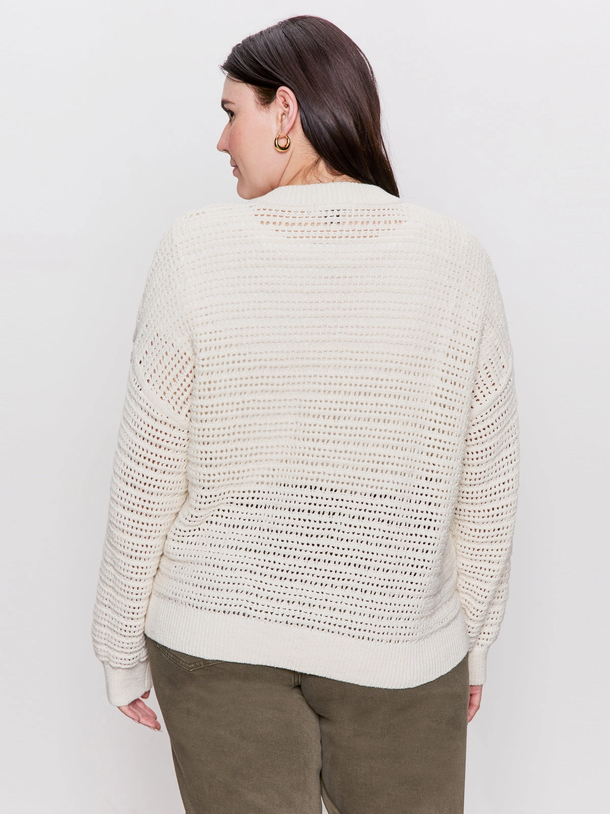 Open Knit Bomber Jacket Chalk Extended Sizing Unique Style