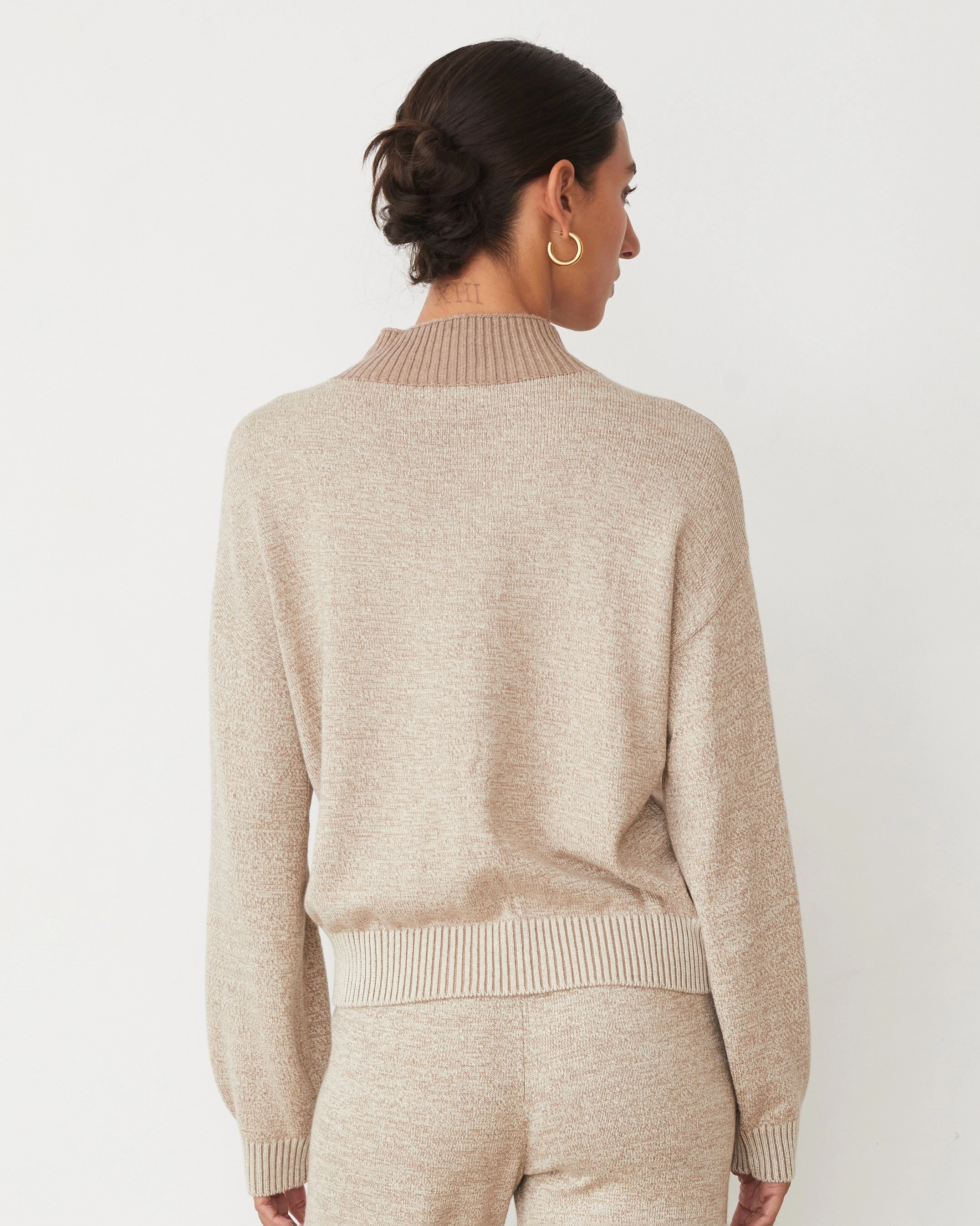 Organic Cotton Cashmere Funnel Neck Sweater Formal Style