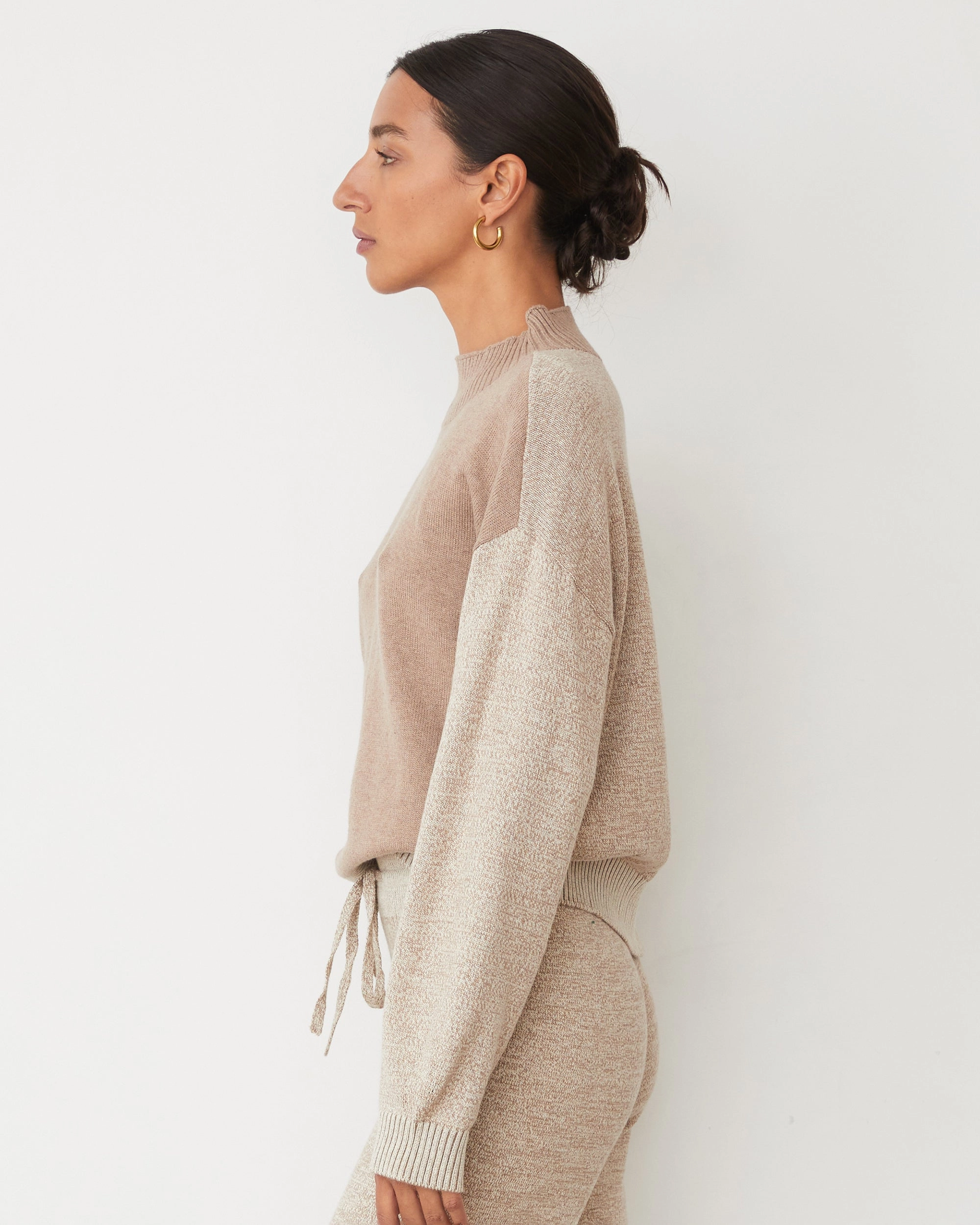 Organic Cotton Cashmere Funnel Neck Sweater Formal Style