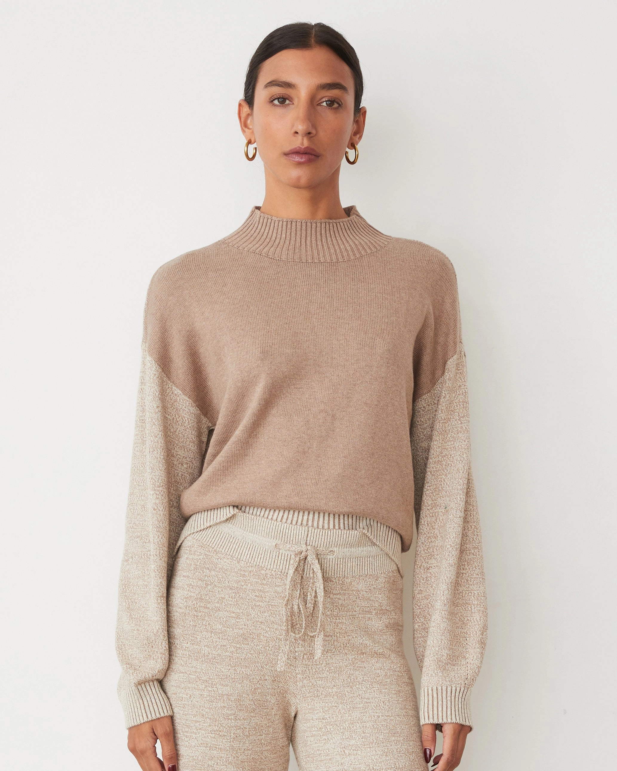 Organic Cotton Cashmere Funnel Neck Sweater Stylish Trend