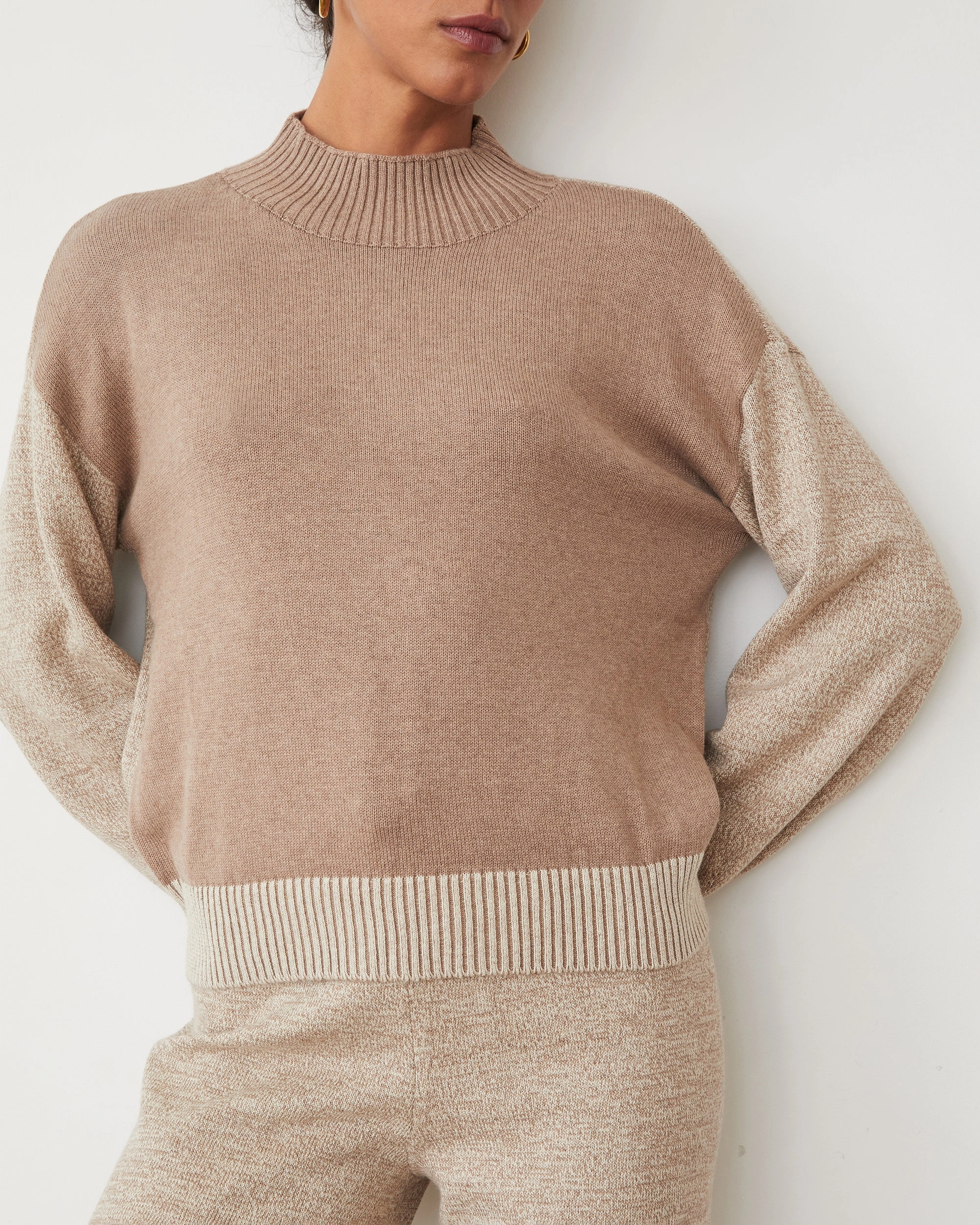 Organic Cotton Cashmere Funnel Neck Sweater Stylish Trend
