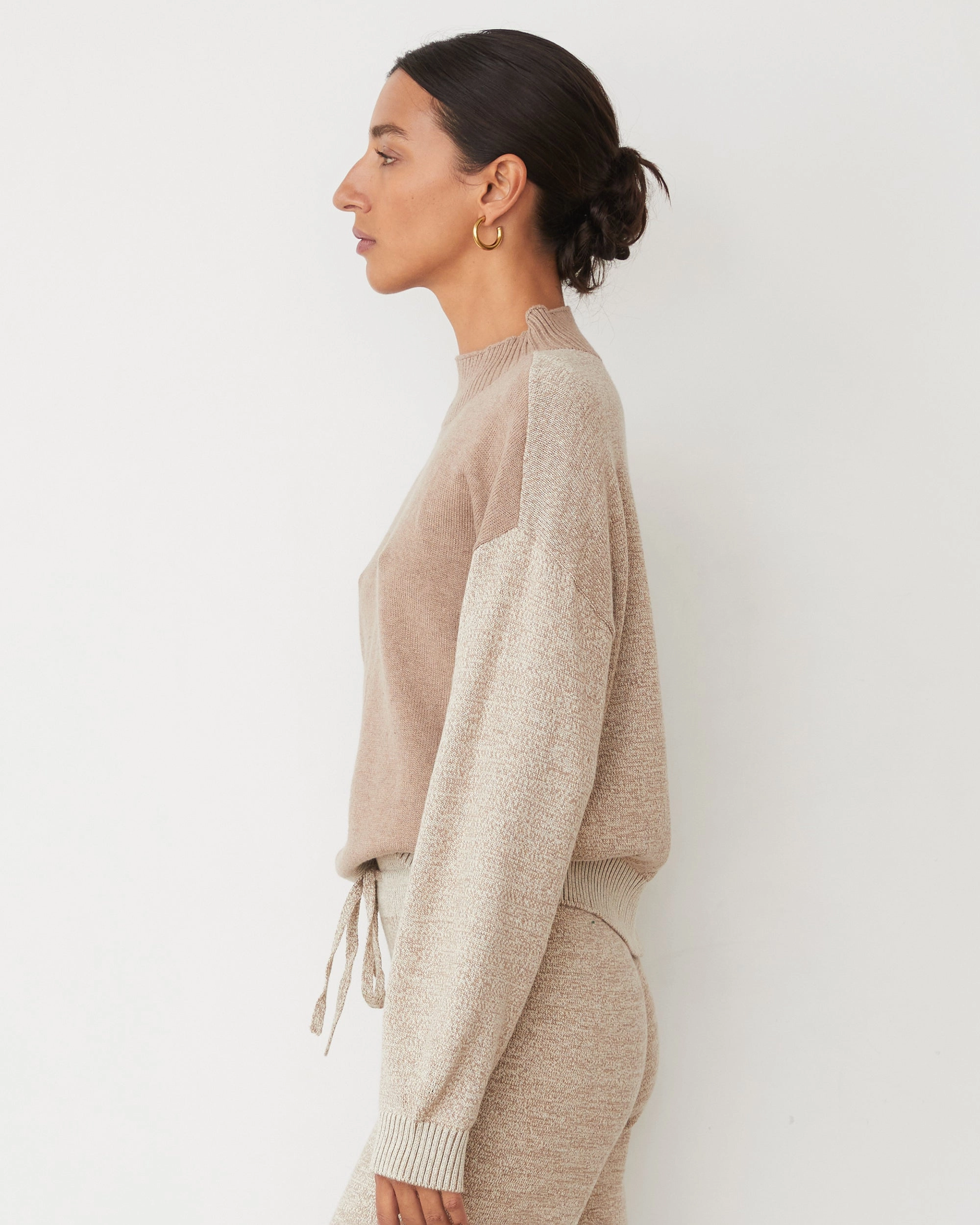 Organic Cotton Cashmere Funnel Neck Sweater Stylish Trend