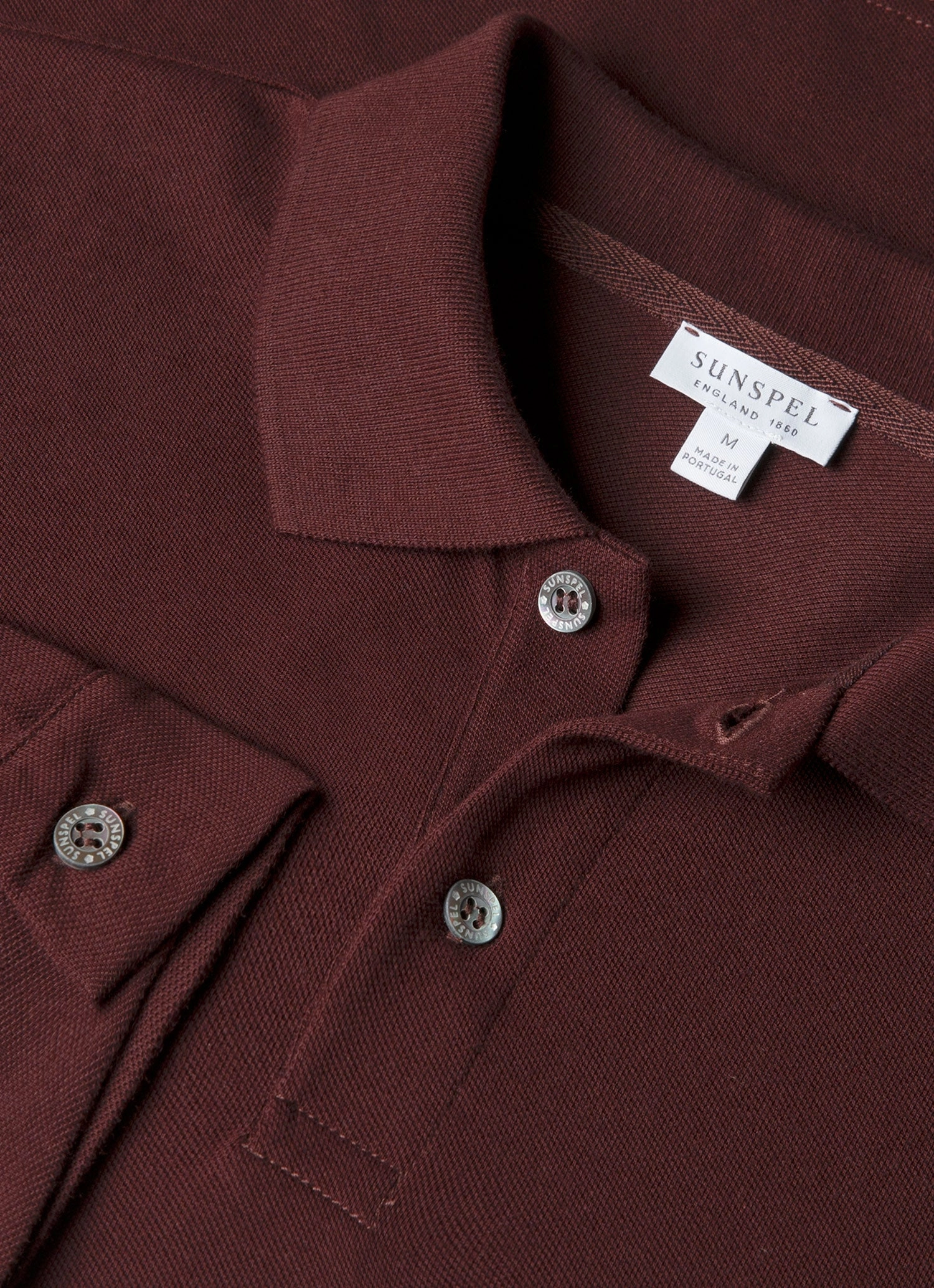 Original Look Running Men's Long Sleeve Piqu?? Polo Shirt in Bakelite