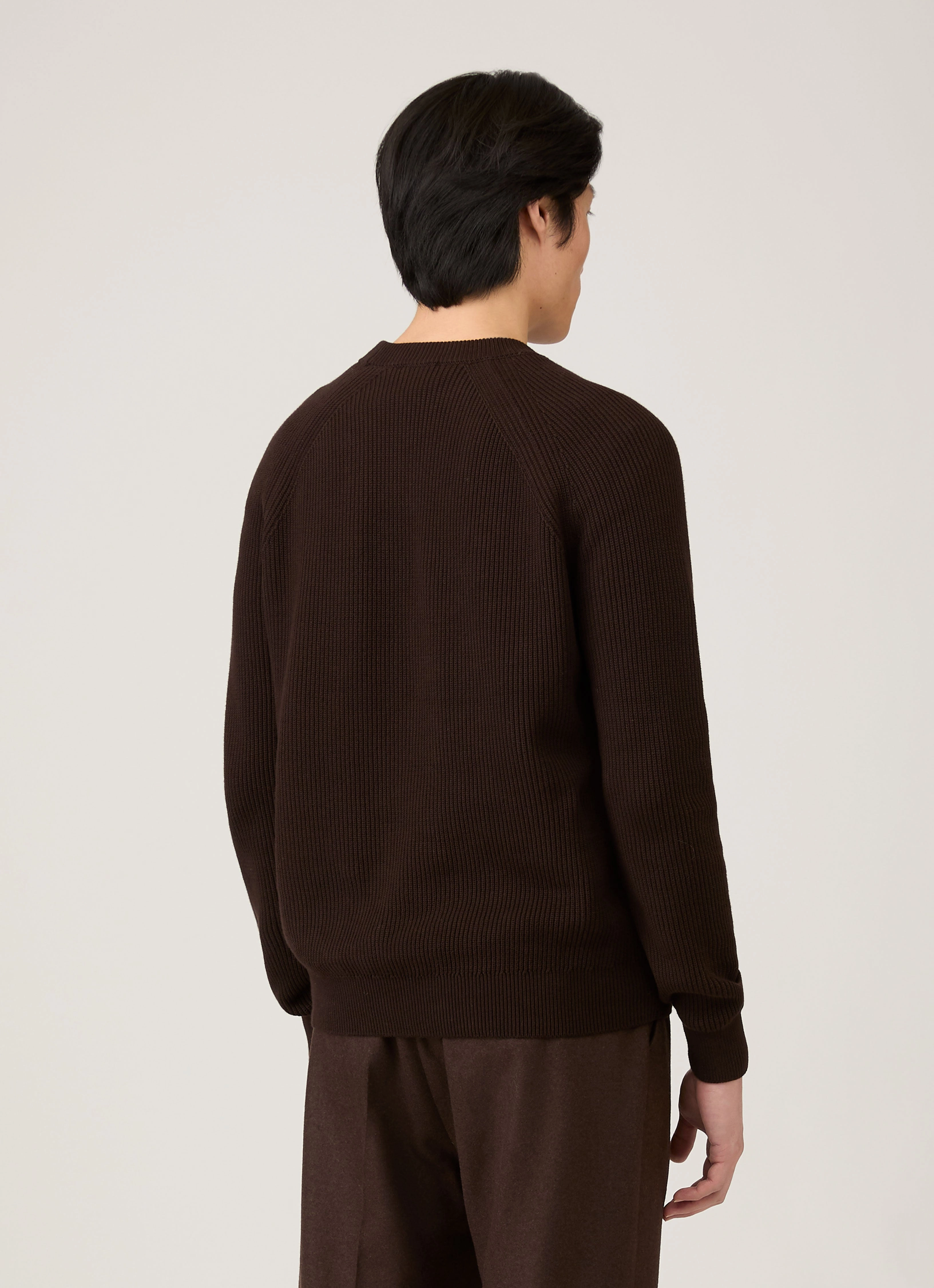 Outerwear Stylish Men's Ribbed Jumper in Truffle