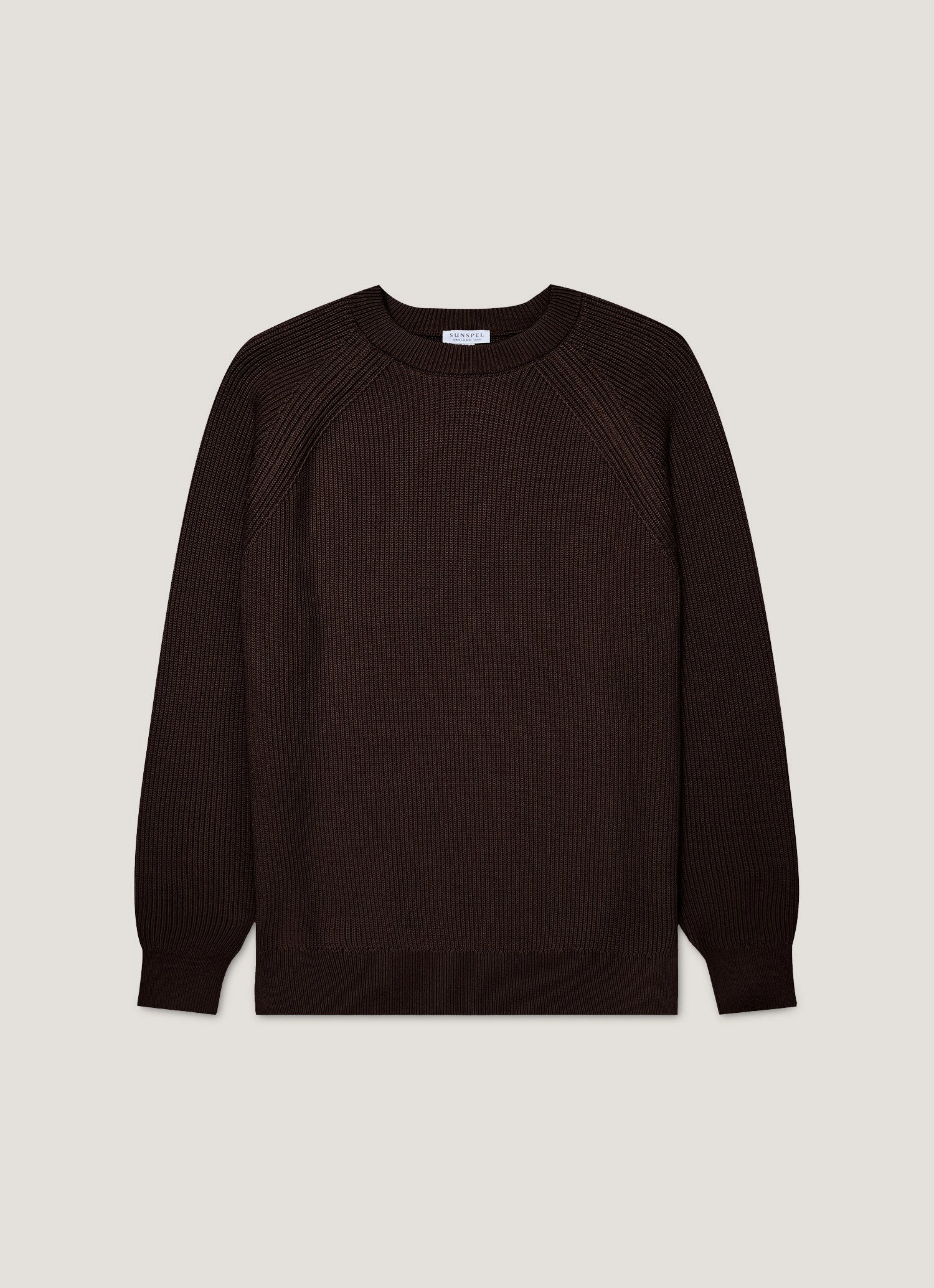 Lightweight pullover Warm wool-knit pullover Men's Ribbed Jumper in Truffle