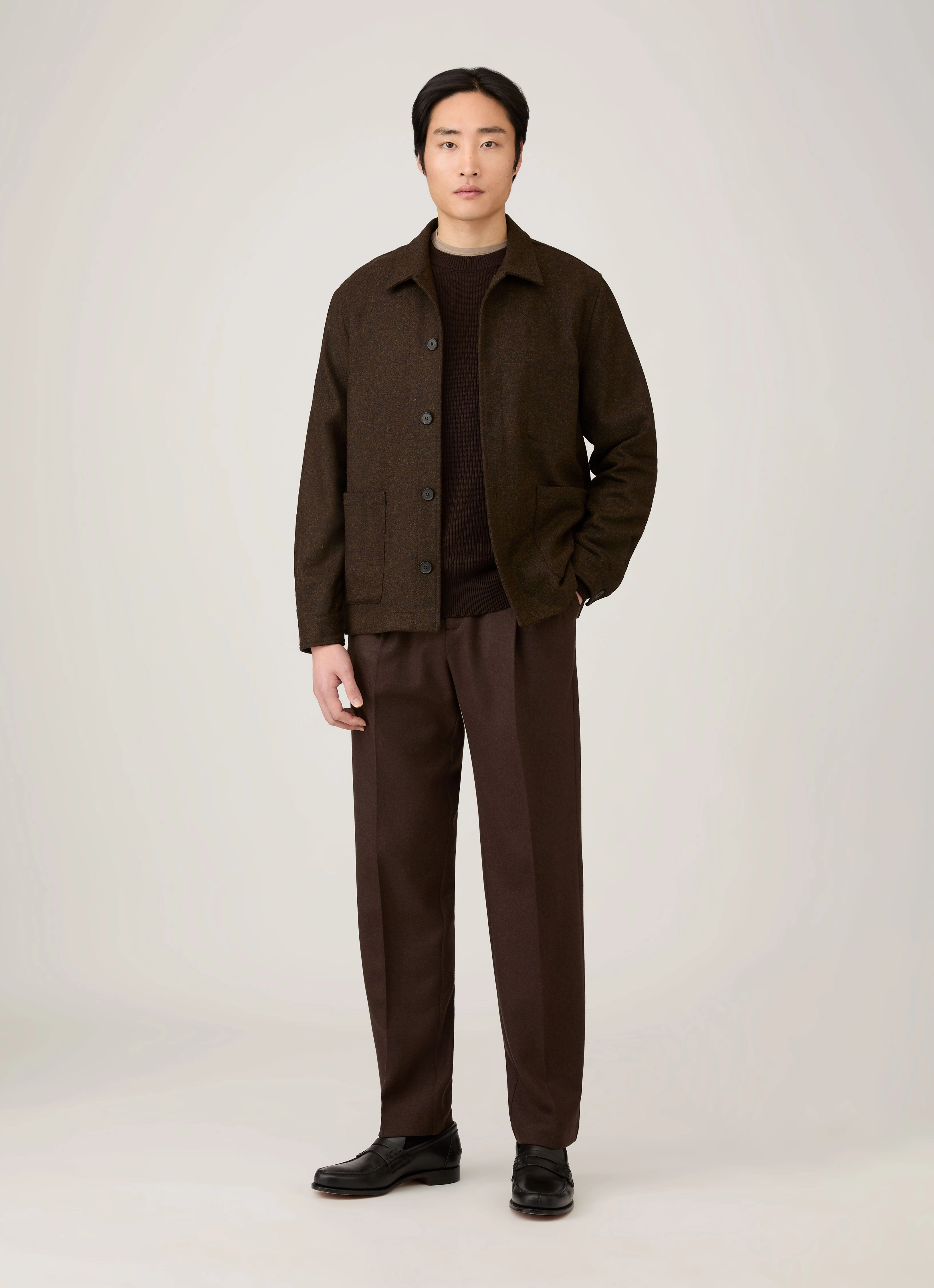 Outerwear Stylish Men's Ribbed Jumper in Truffle