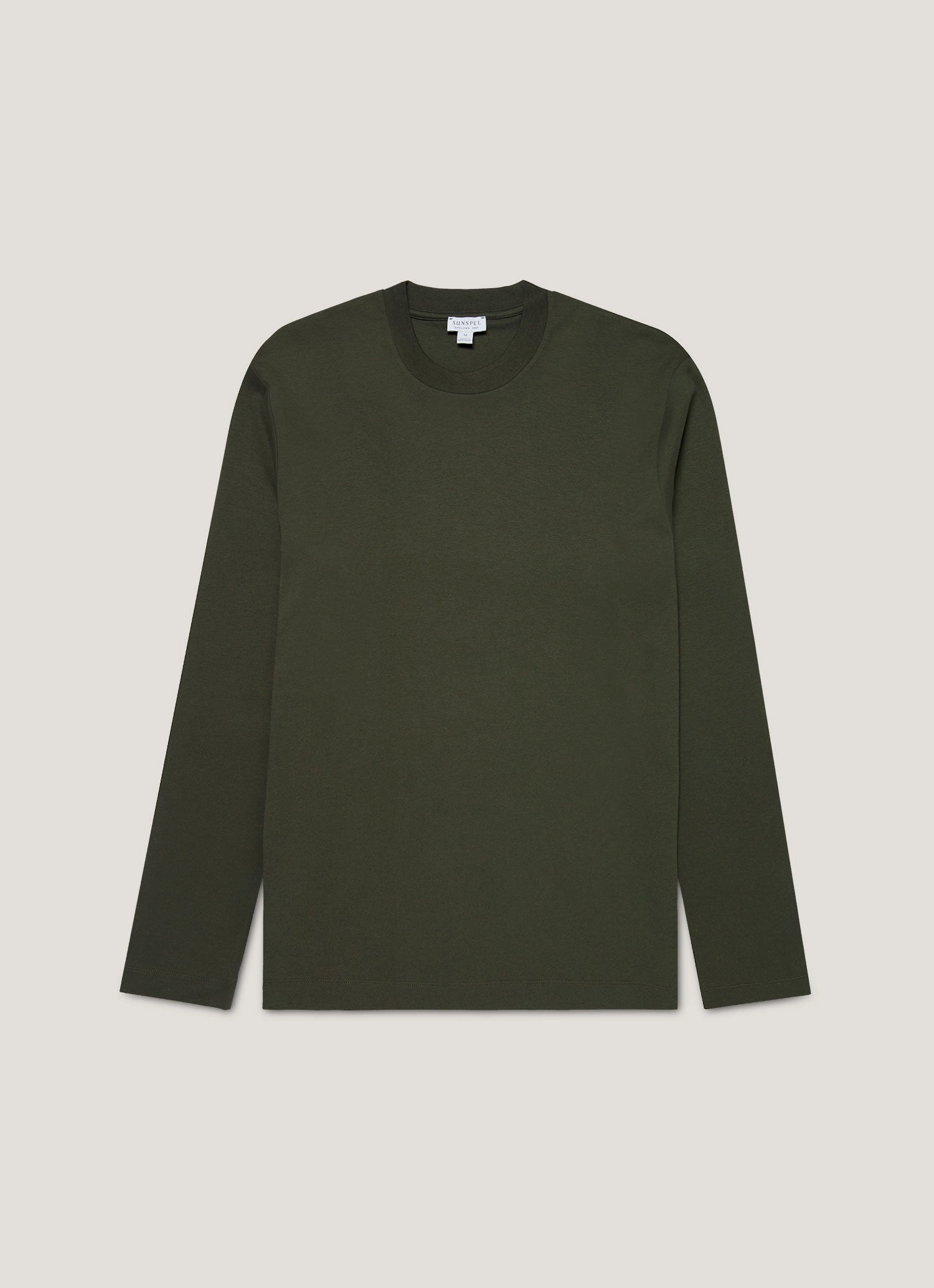 Men's Long Sleeve Heavyweight T-shirt in Dark Green Soft cotton blend shirt