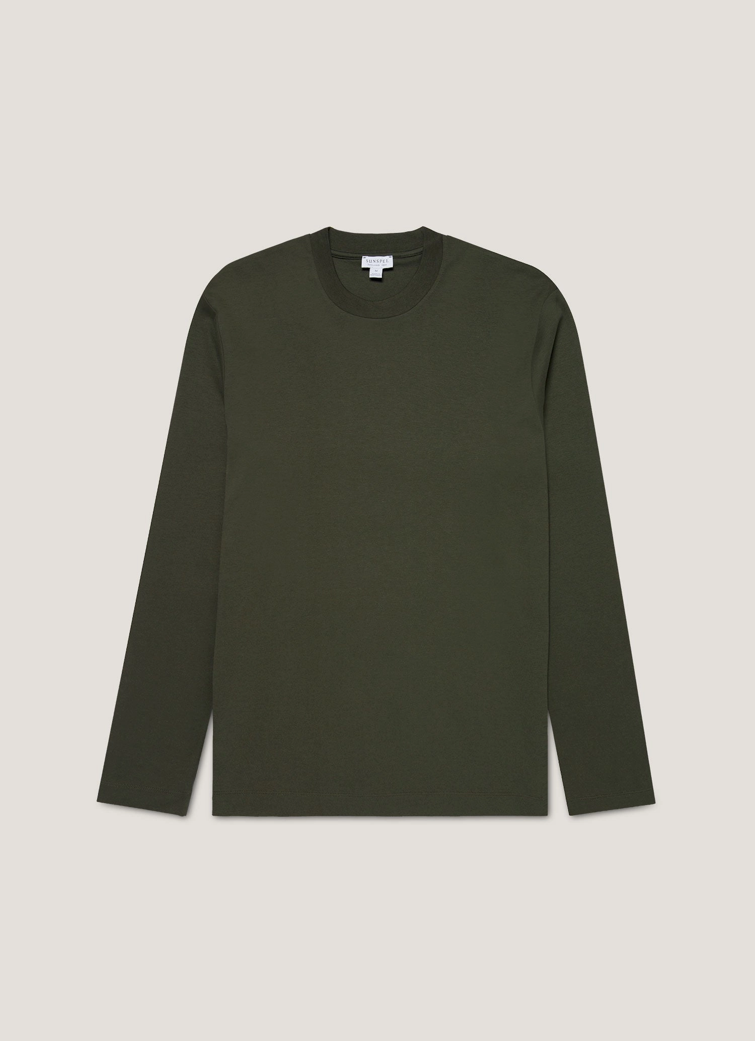 Sporty casual style Men's Long Sleeve Heavyweight T-shirt in Dark Green