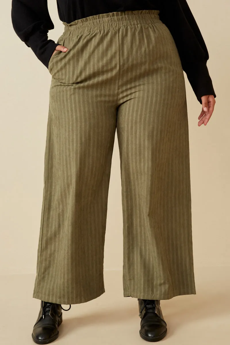 Paberbag Waist Striped Wide Leg Pants Relaxed Comfort