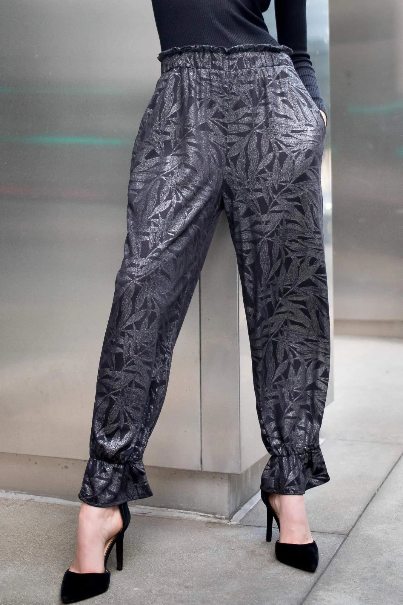 Pablo Pants-Metallic Fern Fashion Stretch