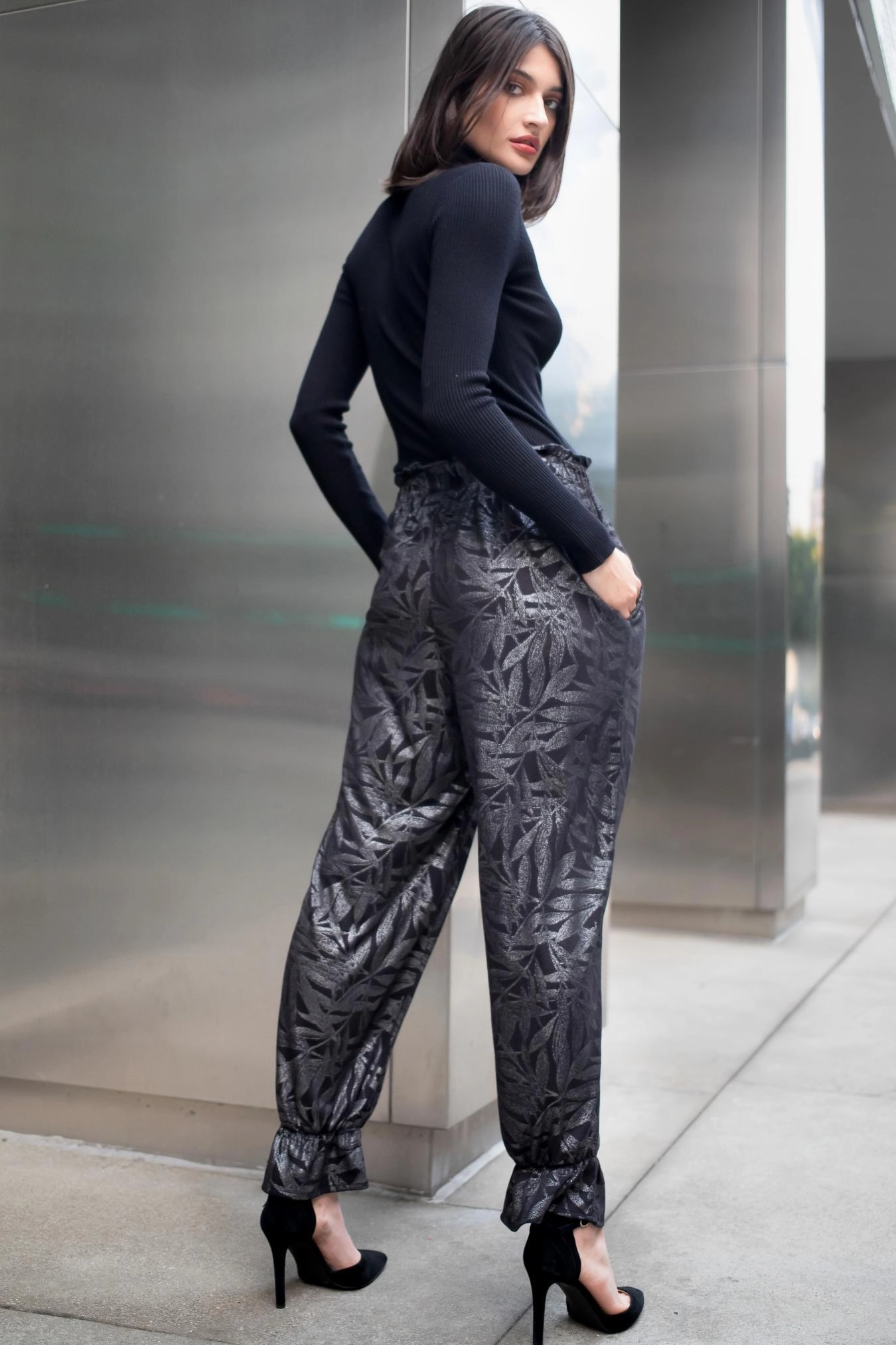 Pablo Pants-Metallic Fern Fashion Stretch