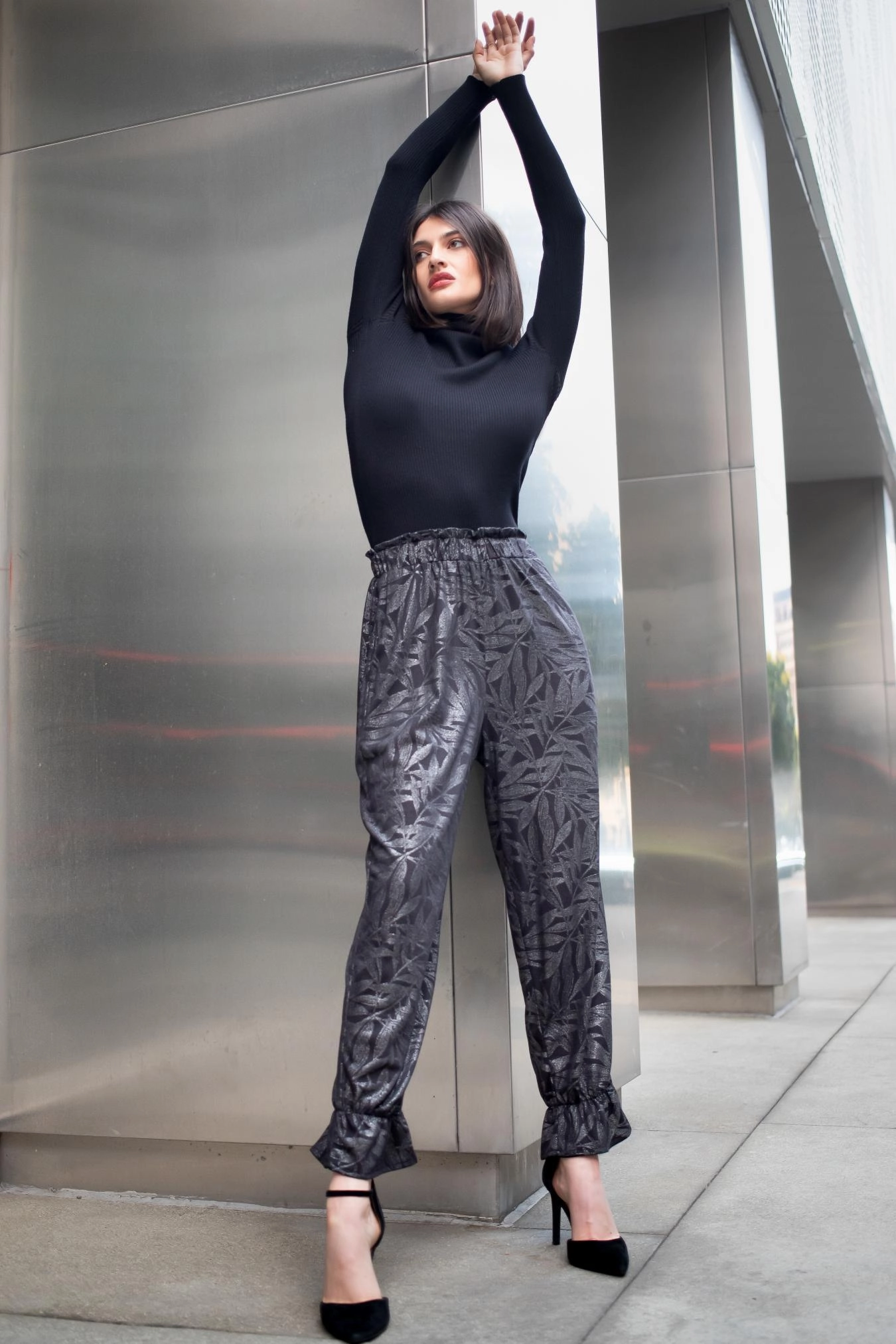 Pablo Pants-Metallic Fern Fashion Stretch