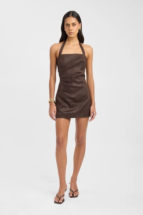 Olive Fresh Palm Halter Mini Dress