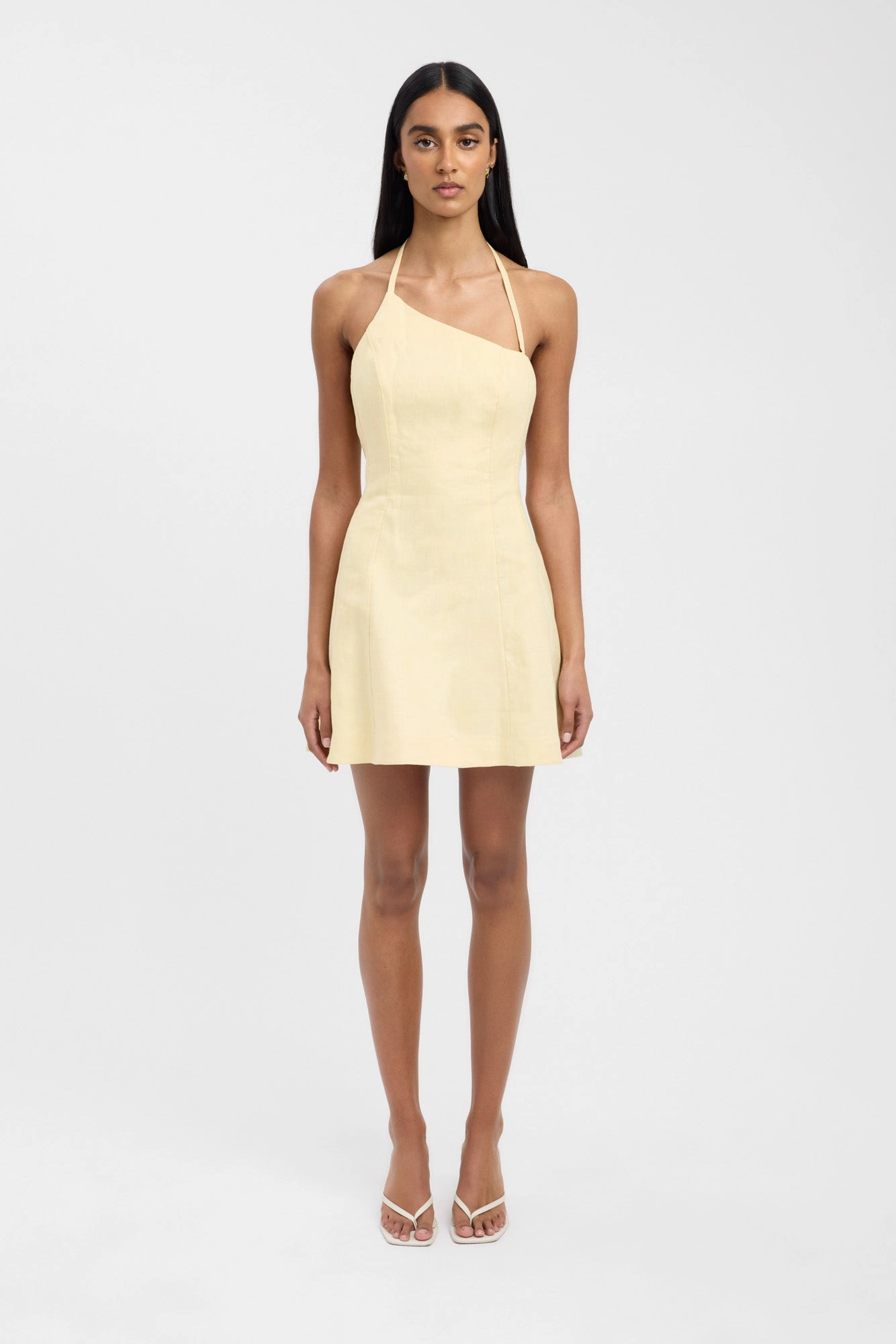 Palm One Shoulder Mini Dress Long Sleeve