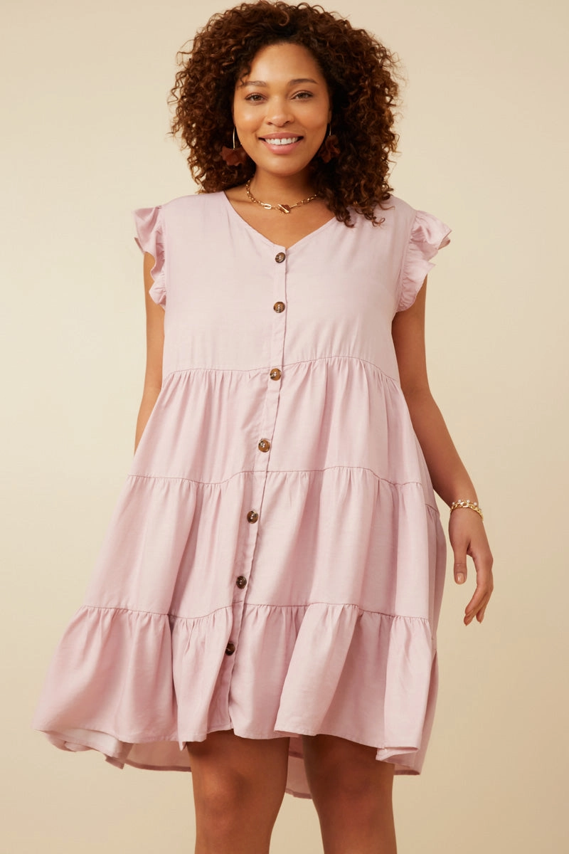 Day-to-evening dress Ruffled Button Down Tiered Tank Dress