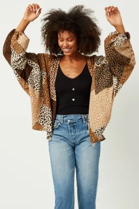 Patchwork Leopard Print Open Cardigan Go Anywhere Wear