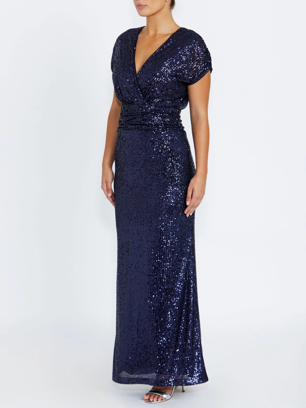 Pearl Finish Calista Navy Sequin Gown