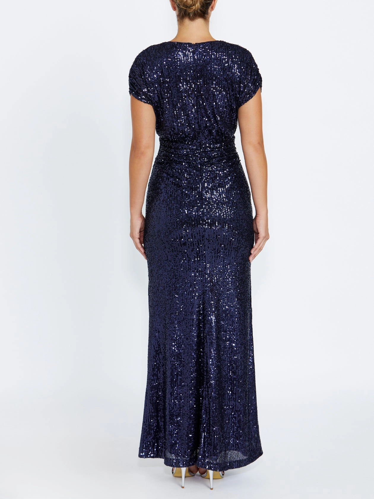 Pearl Finish Calista Navy Sequin Gown