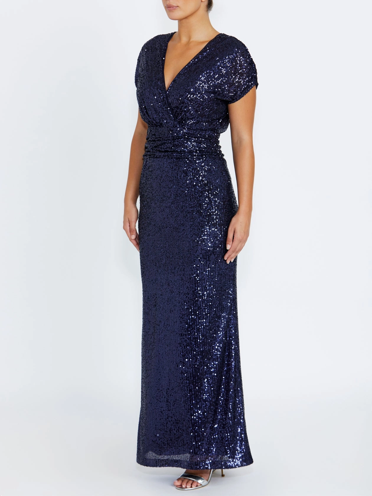Pearl Finish Calista Navy Sequin Gown