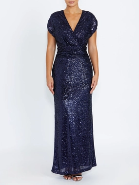 Cozy Comfort Warm-Layer Calista Navy Sequin Gown