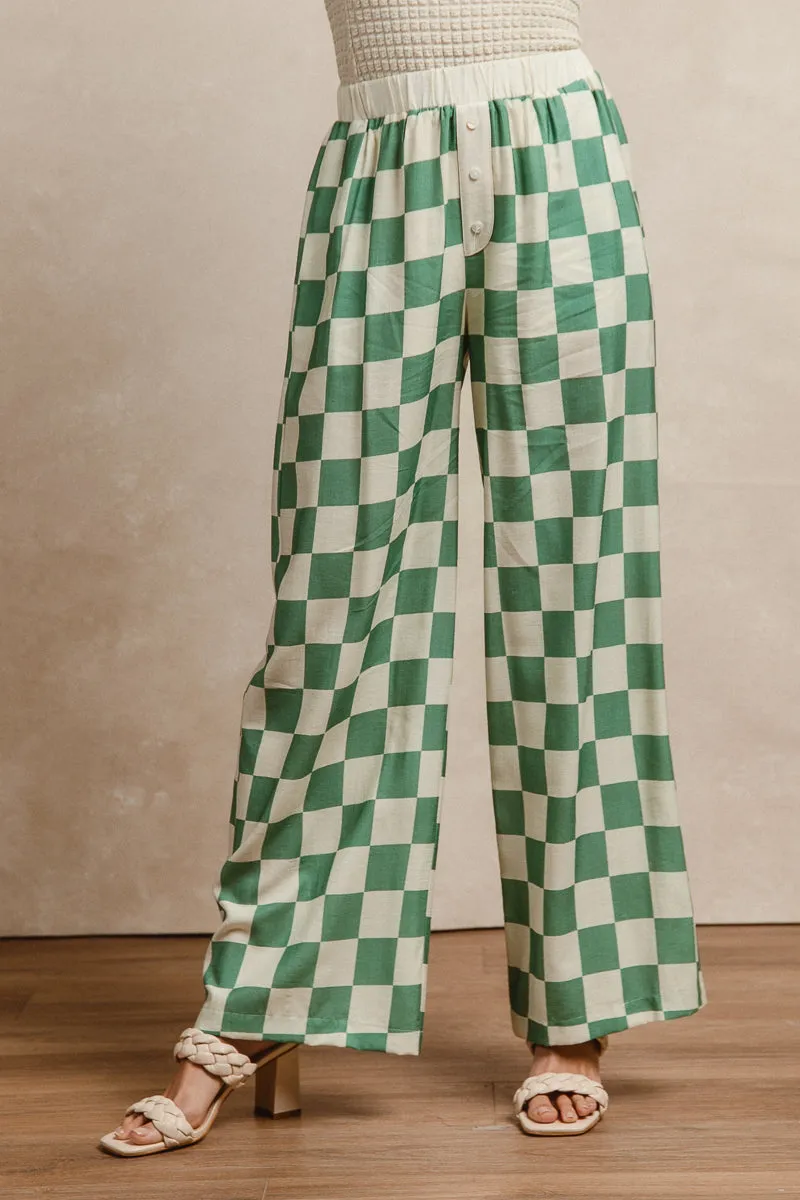 Versatile Look Polyester fabric IB1693-01 | SHEER CHECKER PRINT PANTS