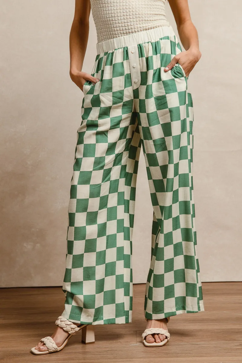 IB1693-01 | SHEER CHECKER PRINT PANTS Street Utility Zip-off legs