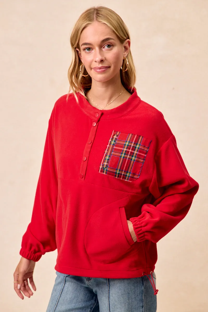 Heat Friendly Thermal Lining IT4749S-02 | CHRISTMAS THEME FLEECE BUTTONED TOP WITH POCKETS