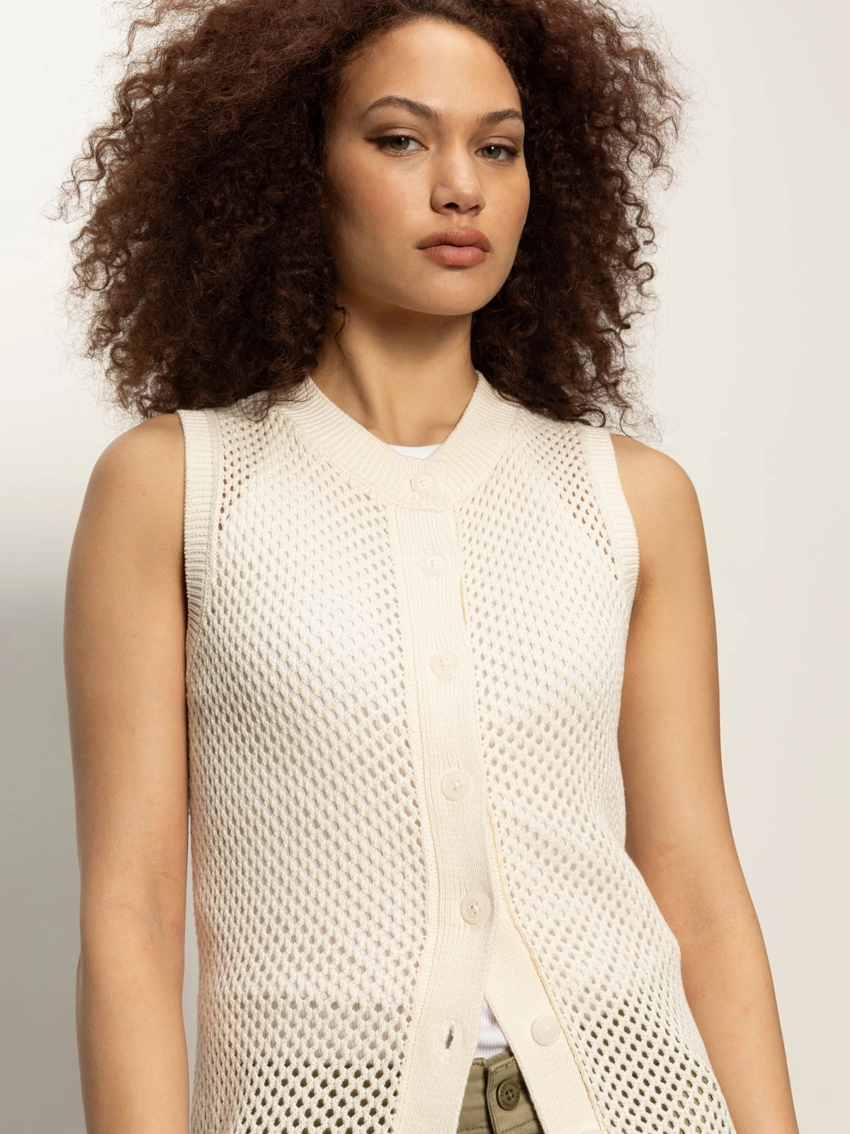 Perfect Knit Long Openwork Vest Macrame