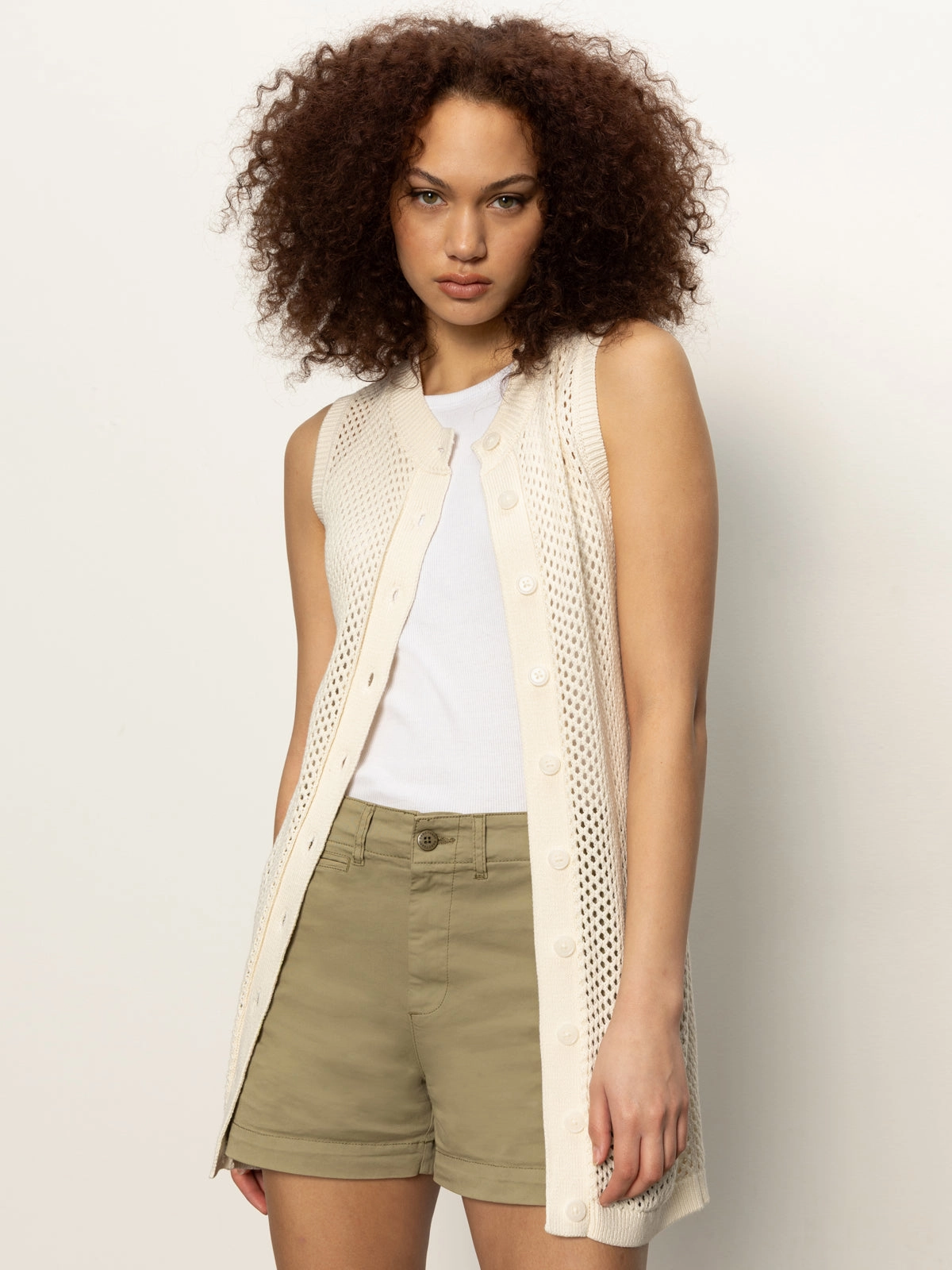 Perfect Knit Long Openwork Vest Macrame