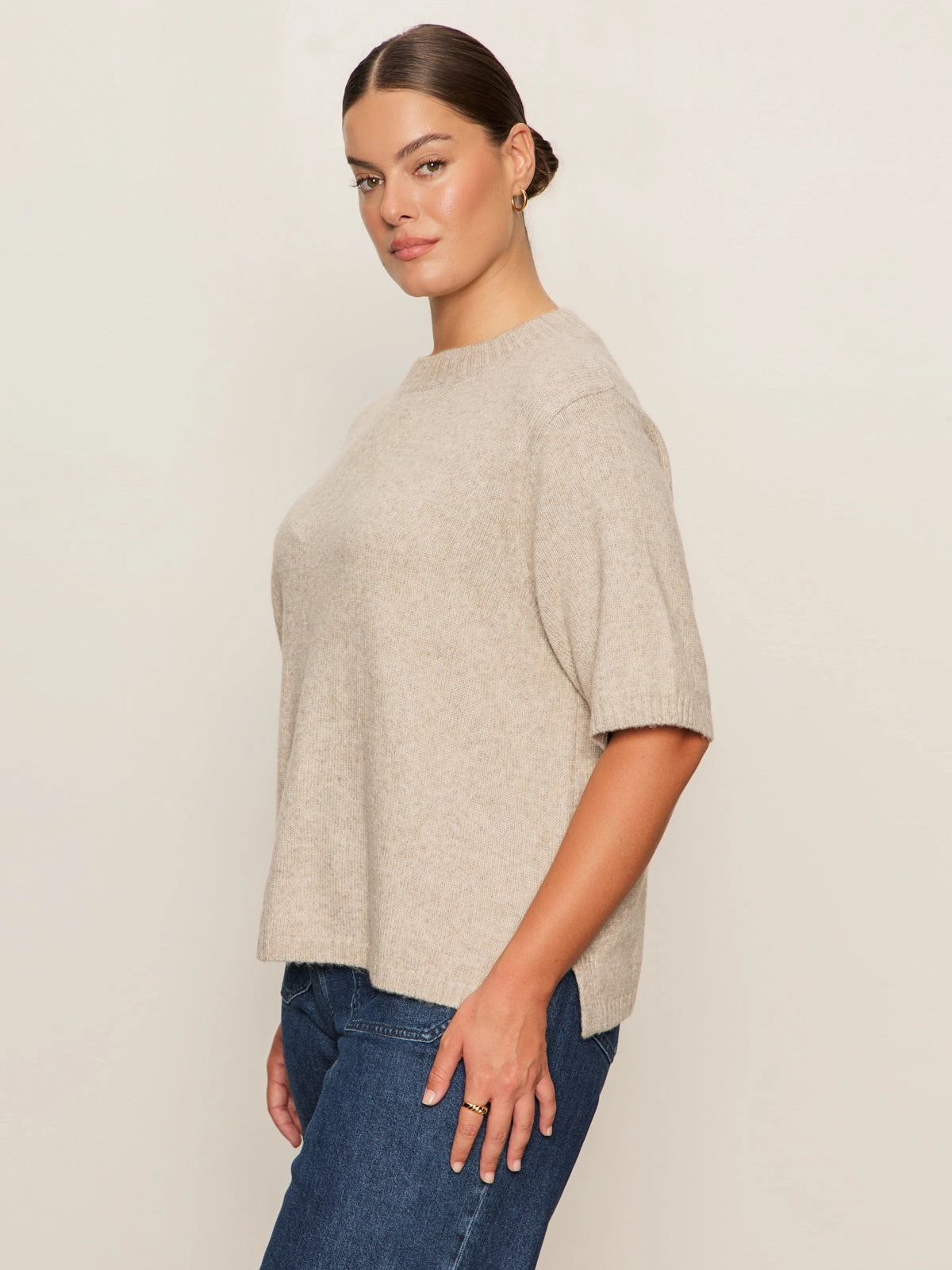 Perfect Sweater Tee Heather Pearl Extended Sizing Cozy Vibe