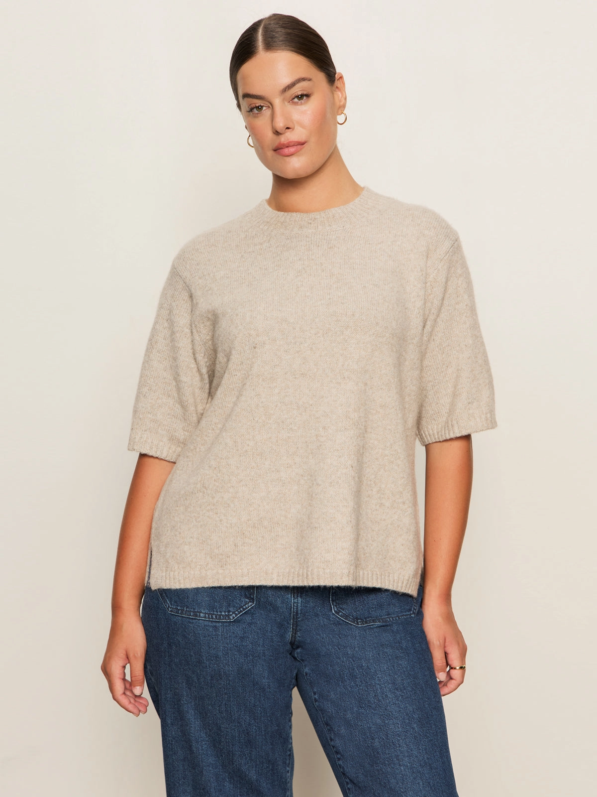 Thick Fabric intellectual style Perfect Sweater Tee Heather Pearl Extended Sizing