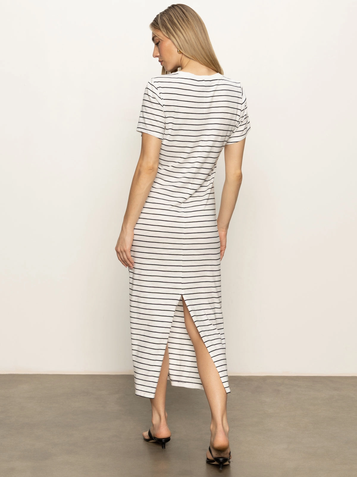 Perfect Tee Maxi Dress Chalk Black Stripe Panel Design