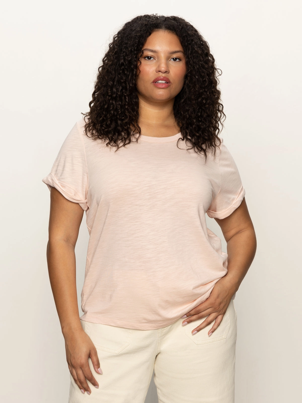 Playful casual top Everyday Style Perfect Tee Remix Earth Pink Extended Sizing