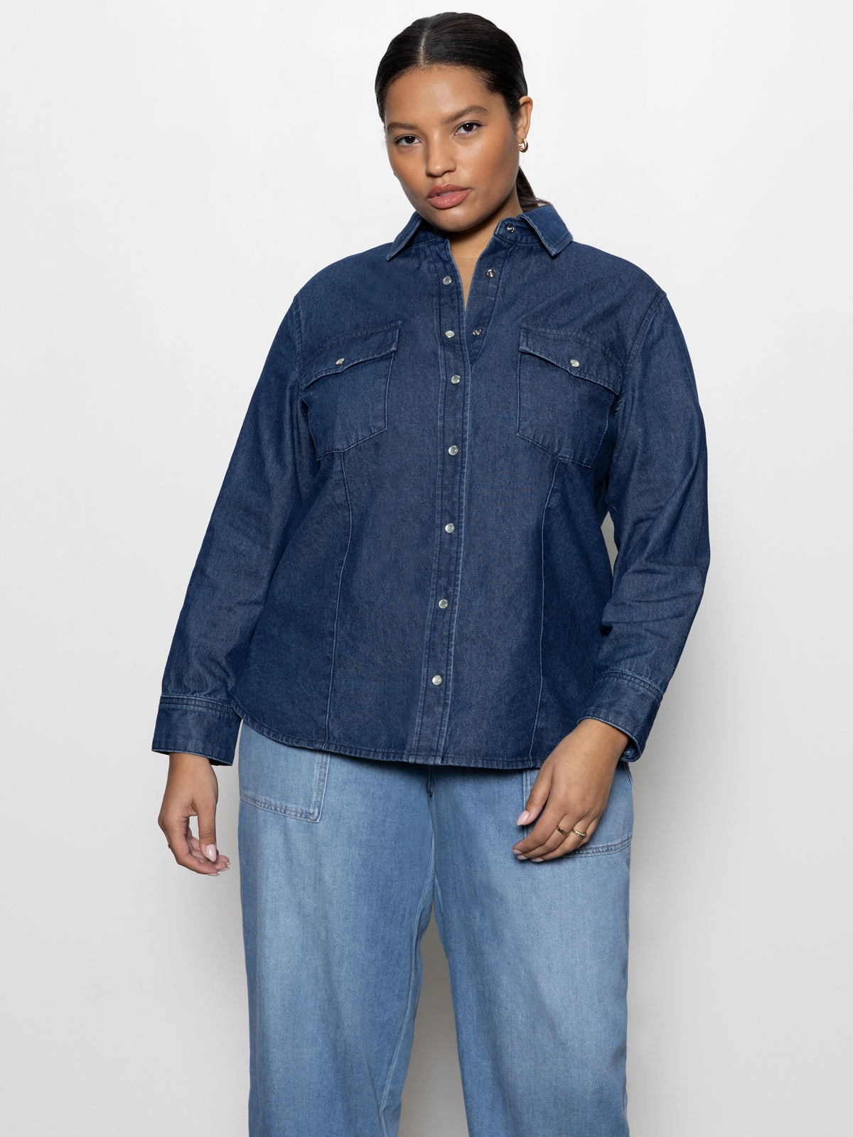 Performance Cut The Denim Western Shirt Blue Slate Extended Sizing