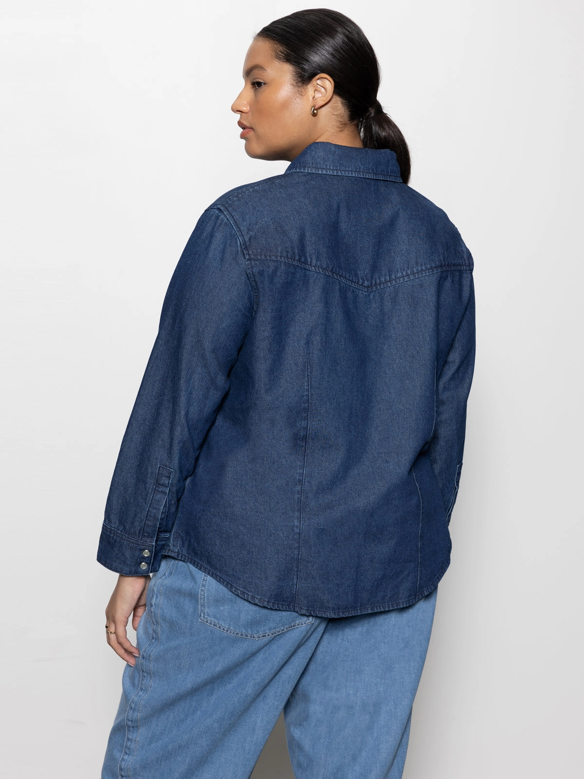 Performance Cut The Denim Western Shirt Blue Slate Extended Sizing