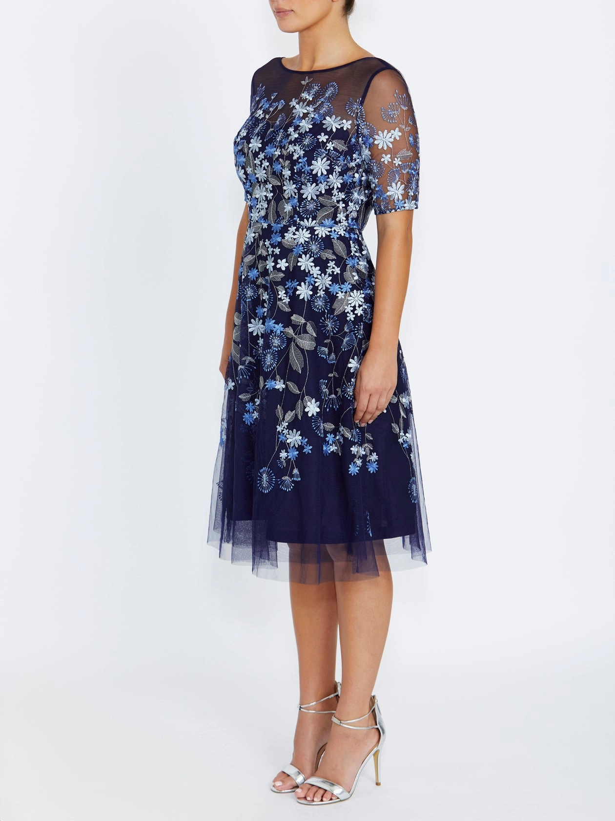 Placket Front Catalina Navy Midi Dress