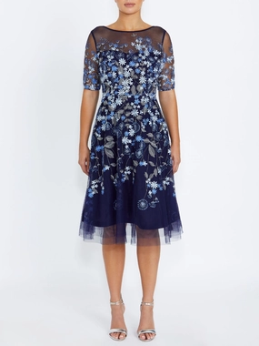 Catalina Navy Midi Dress Romantic casual midi Minimalist Girl